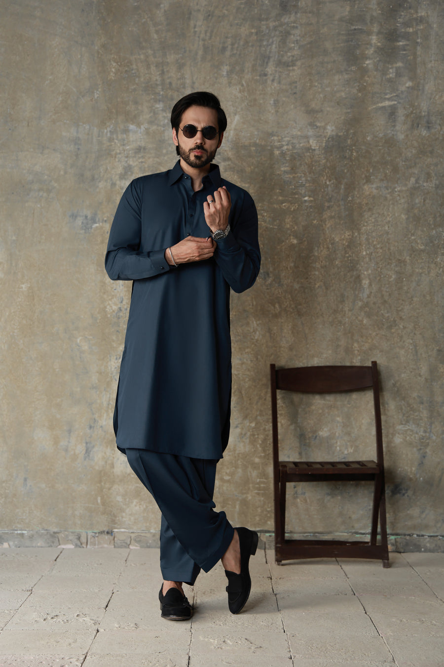 BLUE TEXTURED FABRIC SHALWAR QAMEEZ