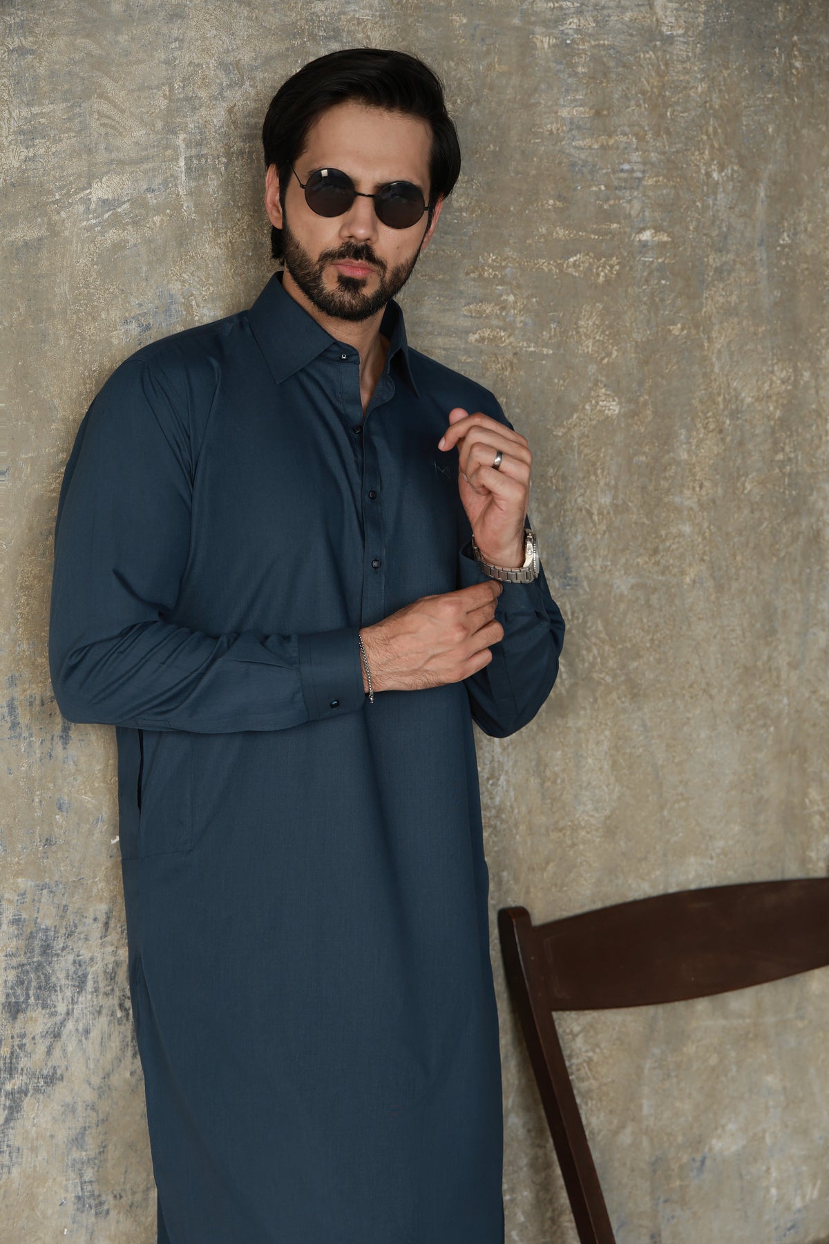 BLUE TEXTURED FABRIC SHALWAR QAMEEZ