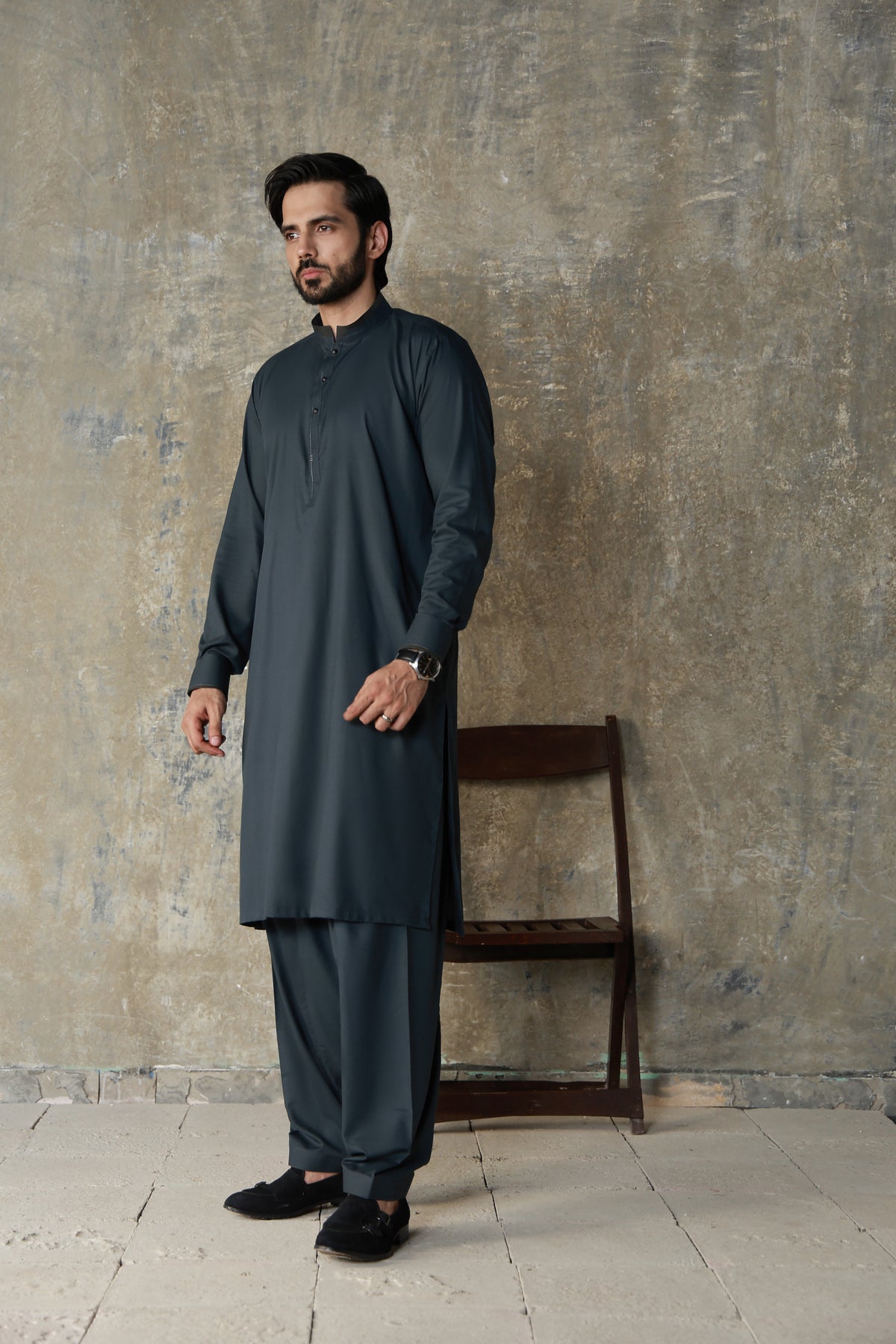 BLUE TEXTURED FABRIC SHALWAR QAMEEZ