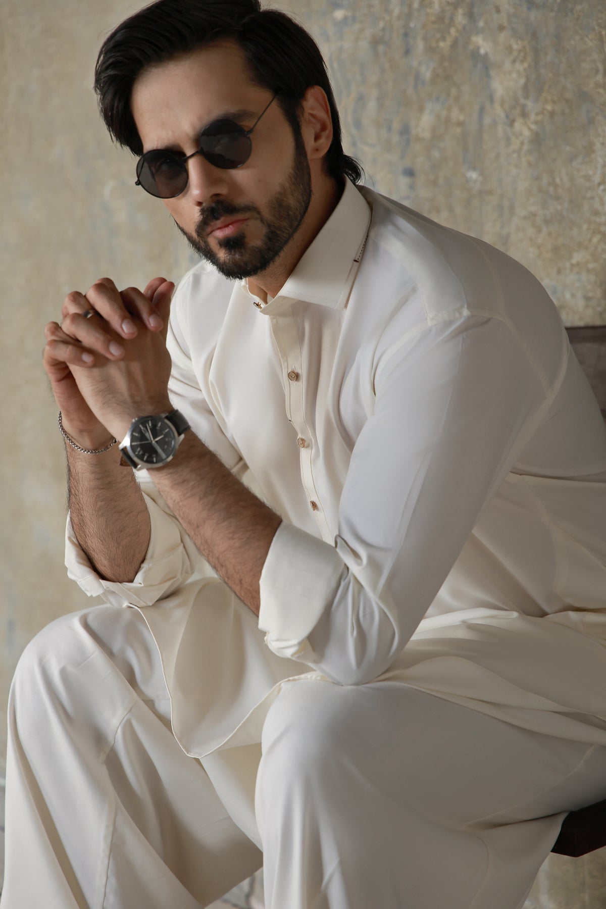 CREAM PREMIUM BOSKI FABRIC SHALWAR QAMEEZ