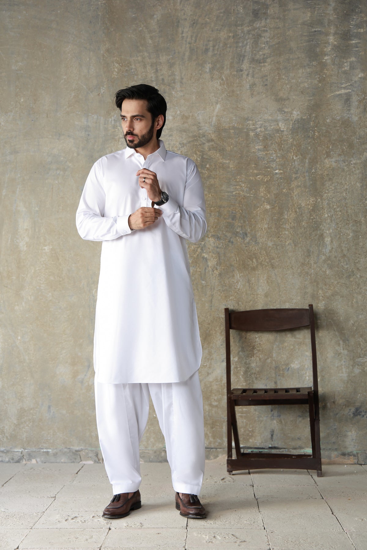 WHITE 100% COTTON FABRIC SHALWAR QAMEEZ