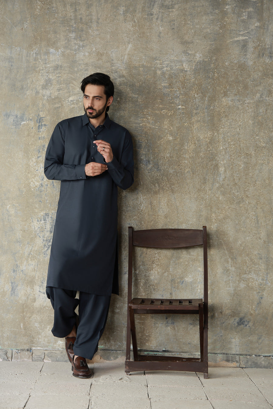 DARK GREY 1BY1 TEXTURED FABRIC SHALWAR QAMEEZ