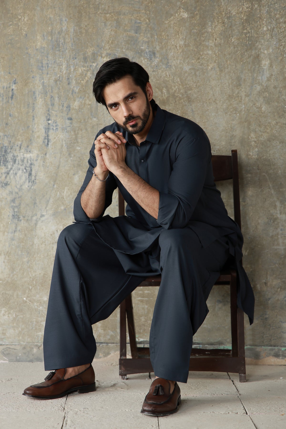 DARK GREY 1BY1 TEXTURED FABRIC SHALWAR QAMEEZ