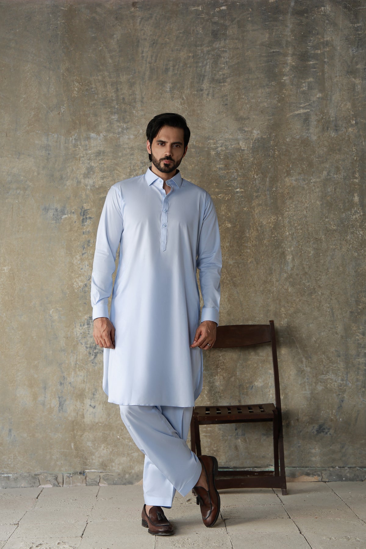 SKYBLUE 100% COTTON FABRIC SHALWAR QAMEEZ