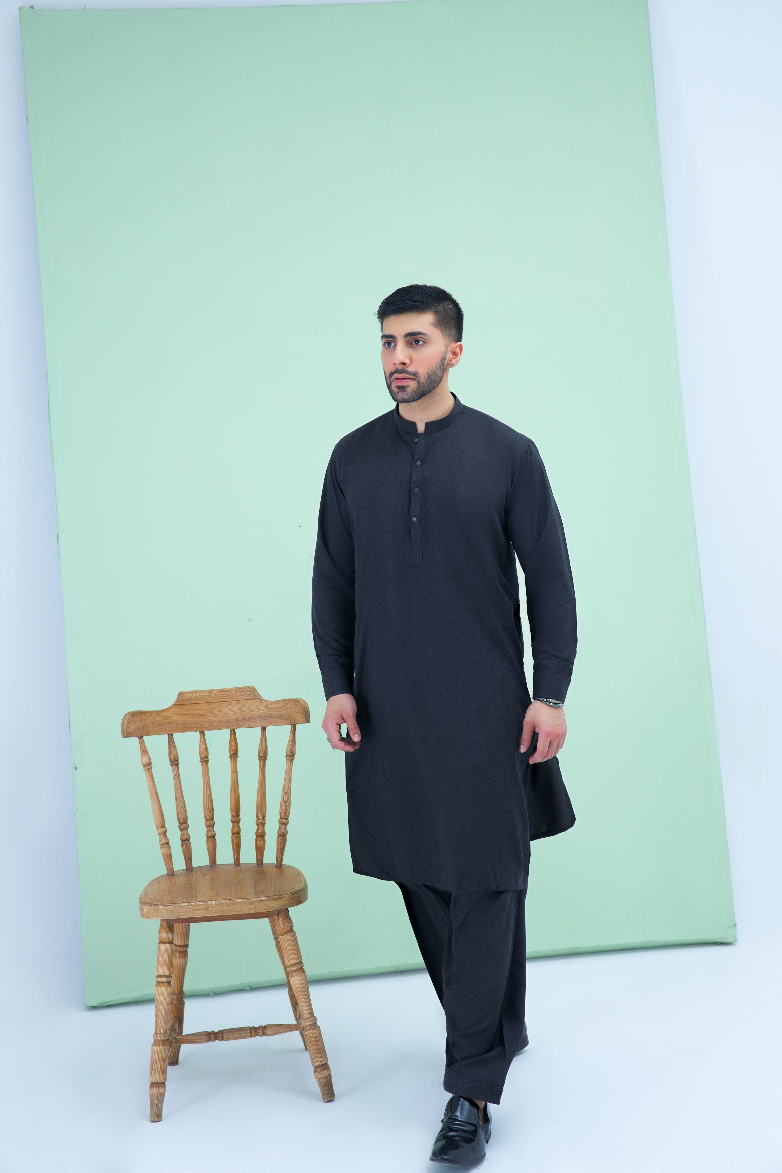 MALYSIAN BLENDED FABRIC SHALWAR QAMEEZ 25020 DARK GREY