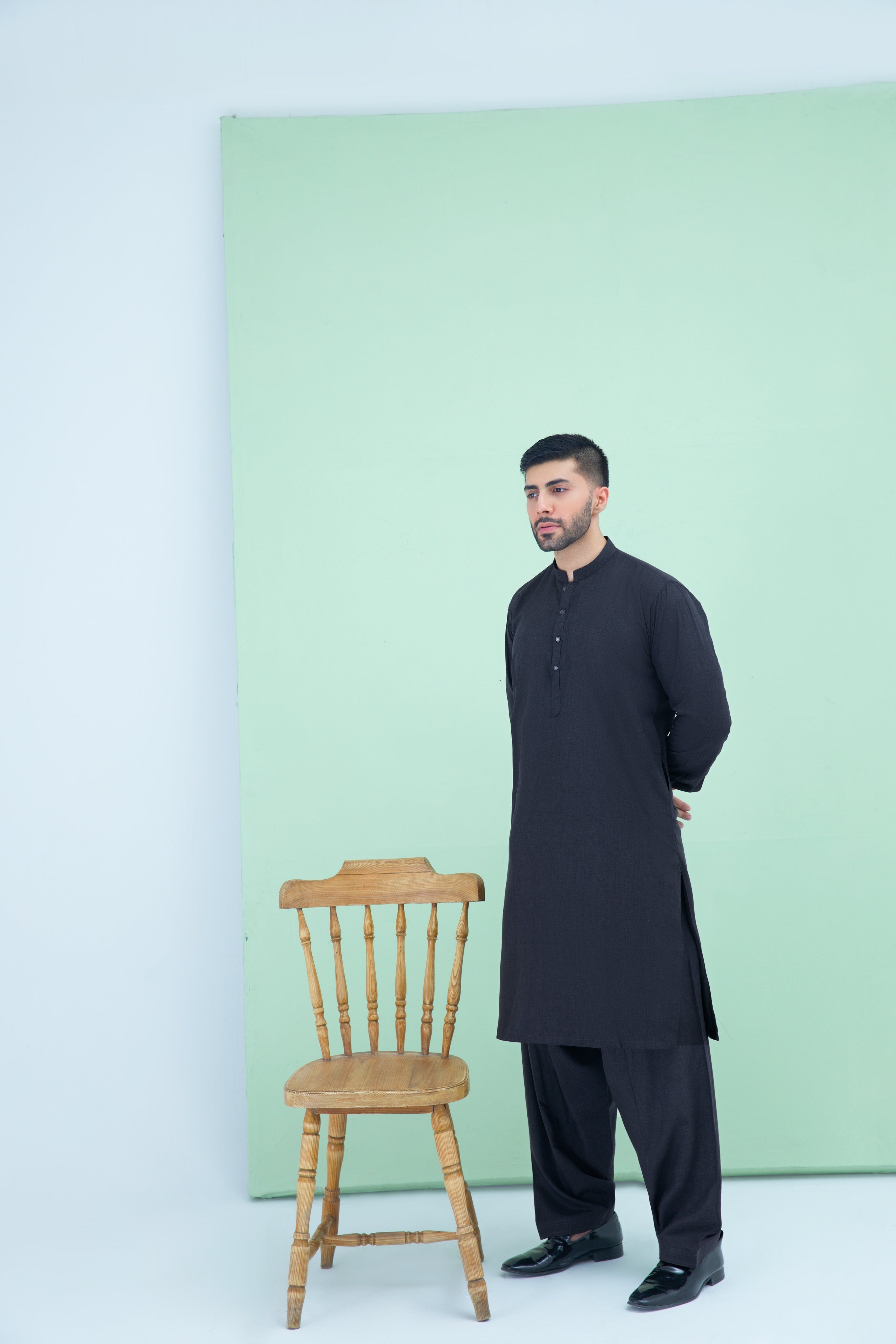 MALYSIAN BLENDED FABRIC SHALWAR QAMEEZ 25020 DARK GREY