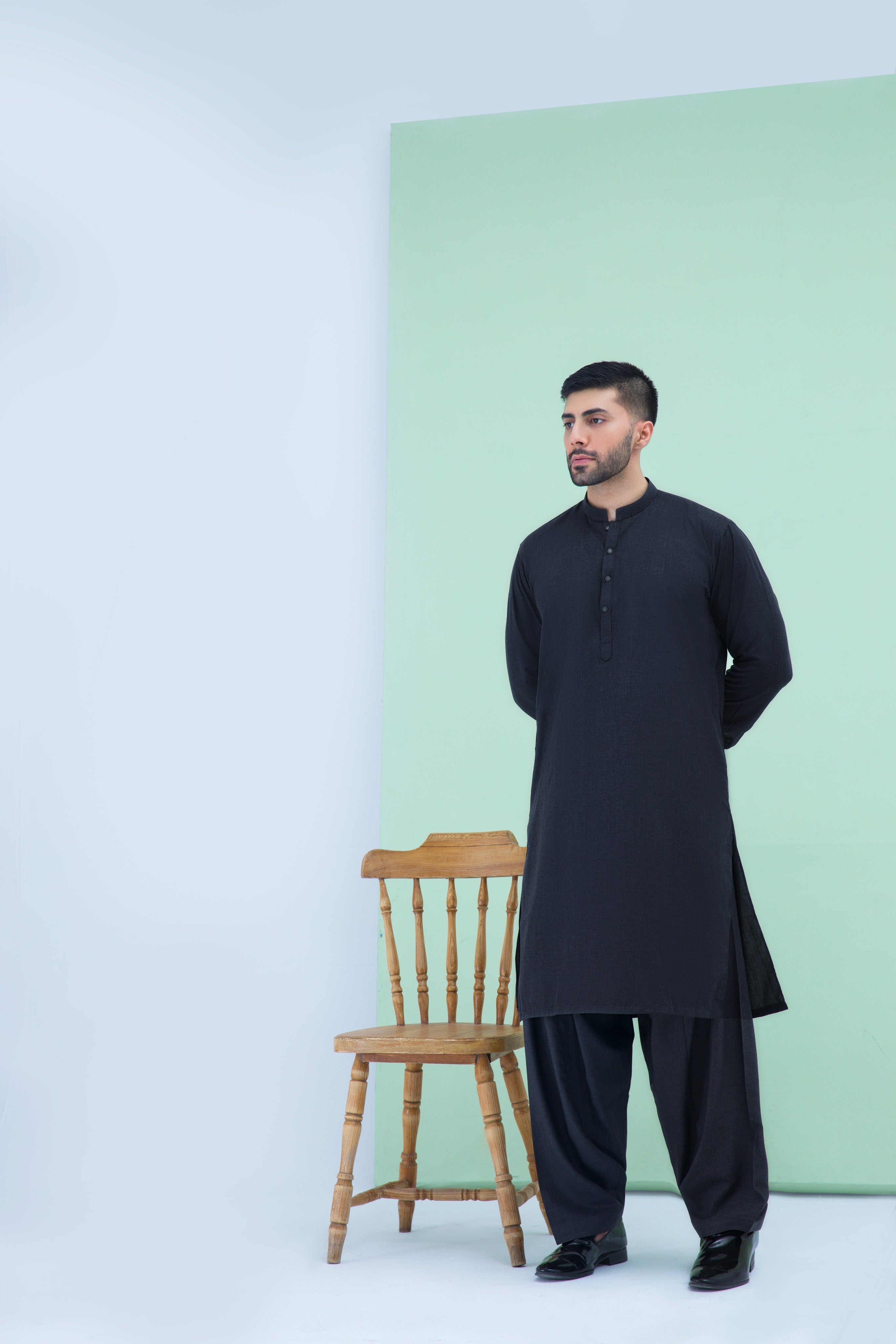 MALYSIAN BLENDED FABRIC SHALWAR QAMEEZ 25020 DARK GREY