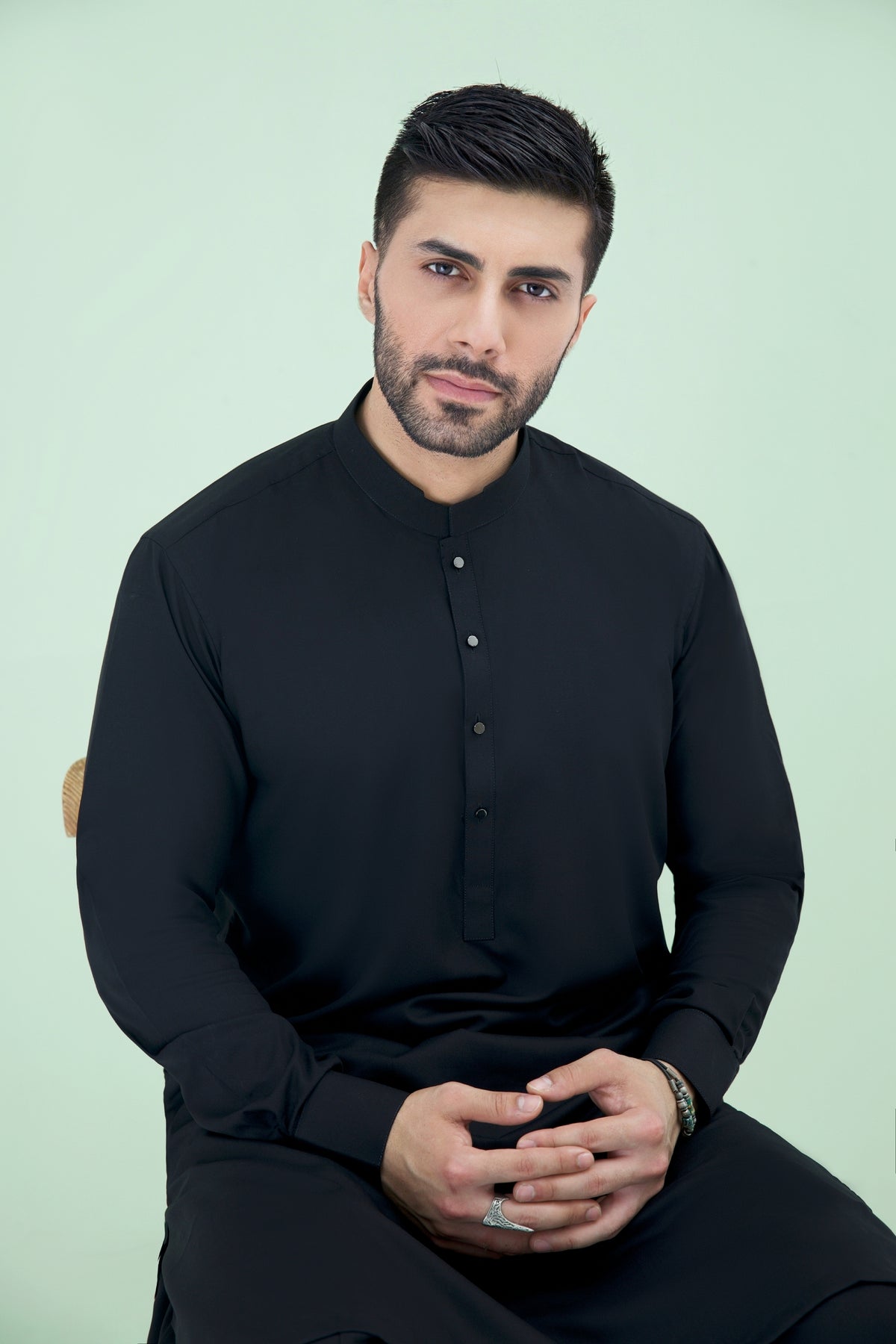 WASH N WEAR FABRIC SHALWAR QAMEEZ 25018 BLACK