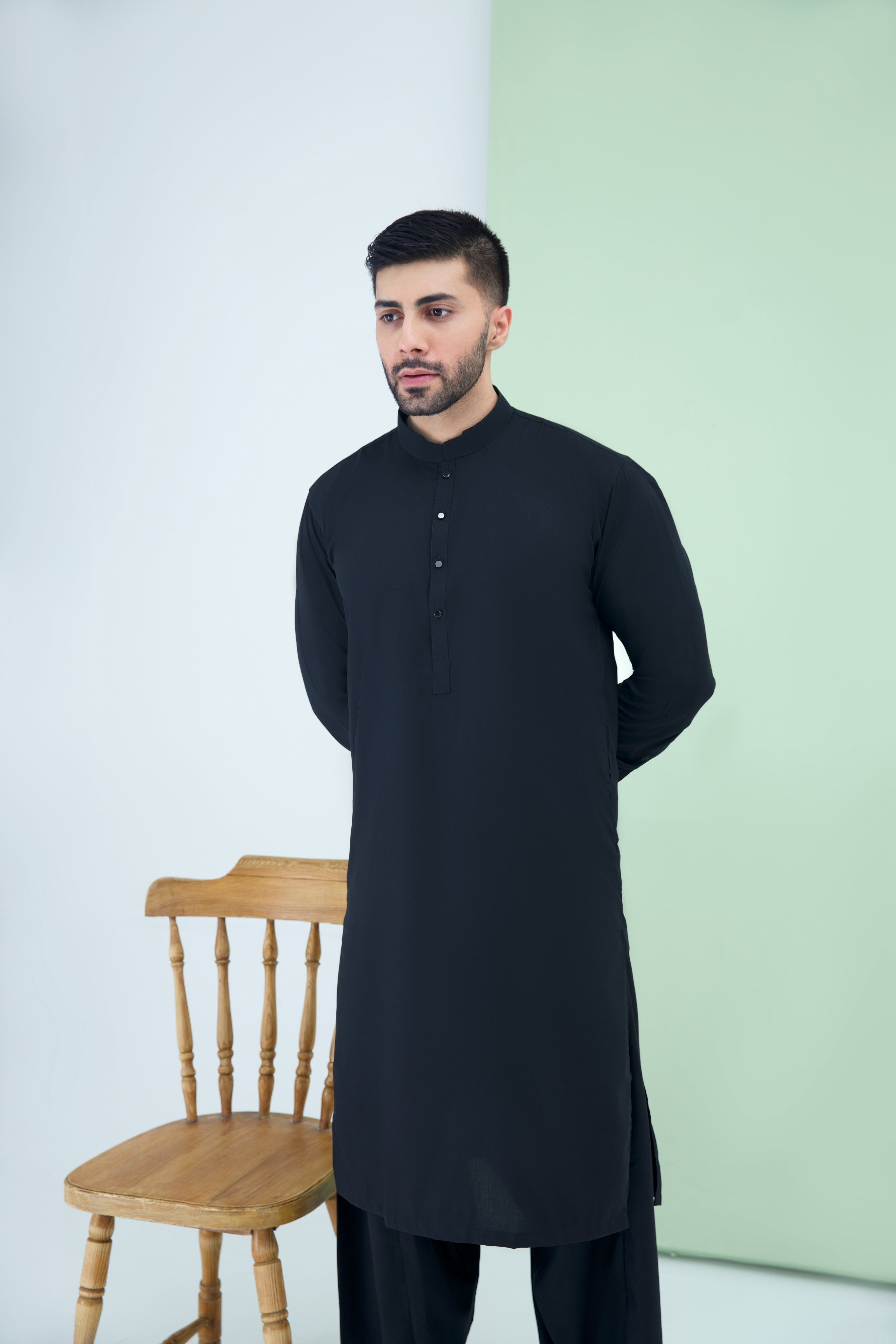 WASH N WEAR FABRIC SHALWAR QAMEEZ 24852 BLACK