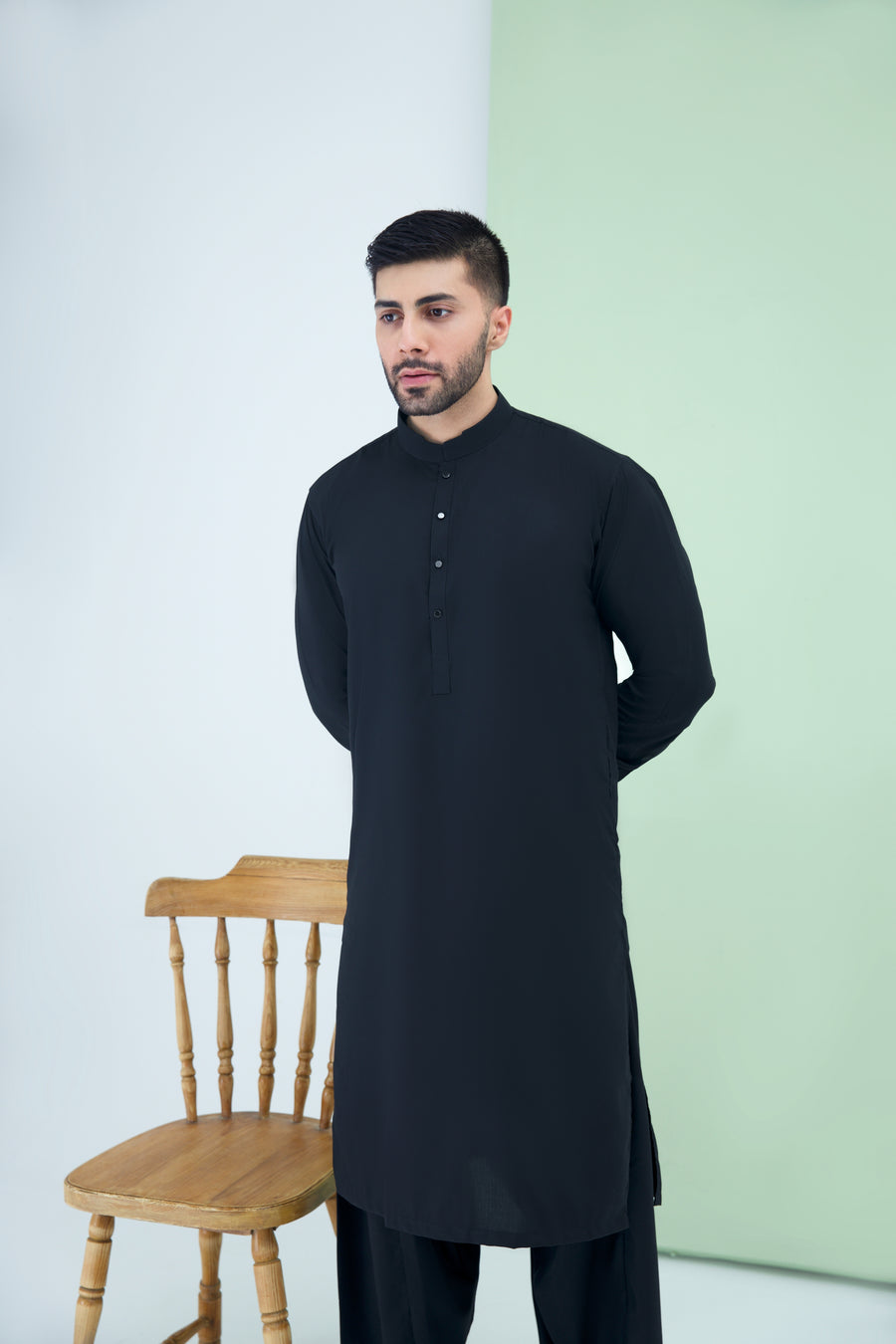 WASH N WEAR FABRIC SHALWAR QAMEEZ 25018 BLACK