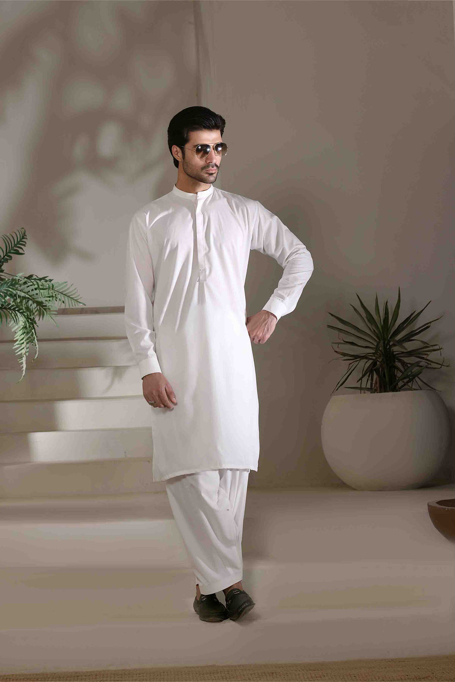 Pearl white Premium Dobby Fabric Kurta Shalwar