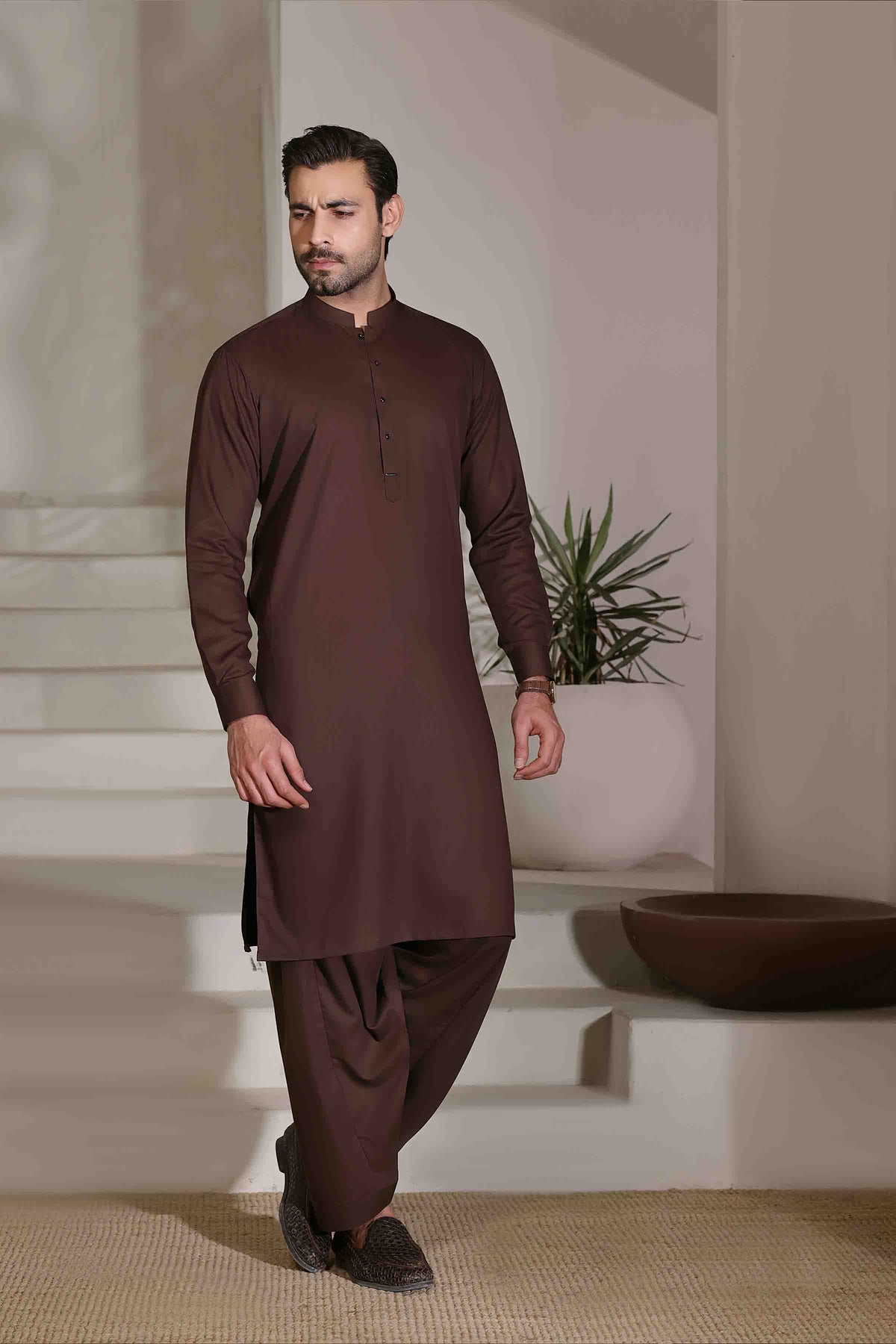 Premium Kurta Shalwar DARK BROWN 26007