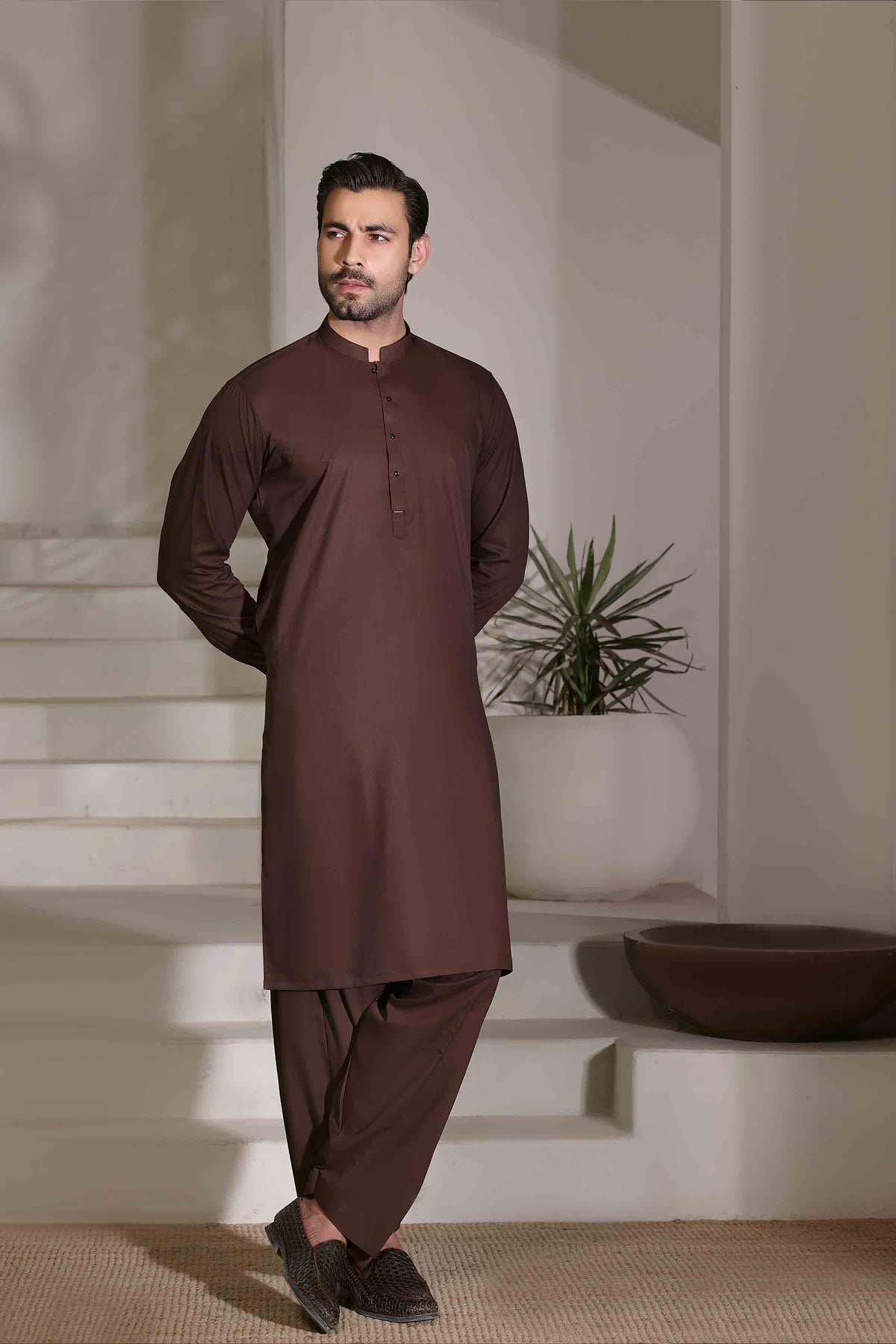 Premium Kurta Shalwar DARK BROWN 26007