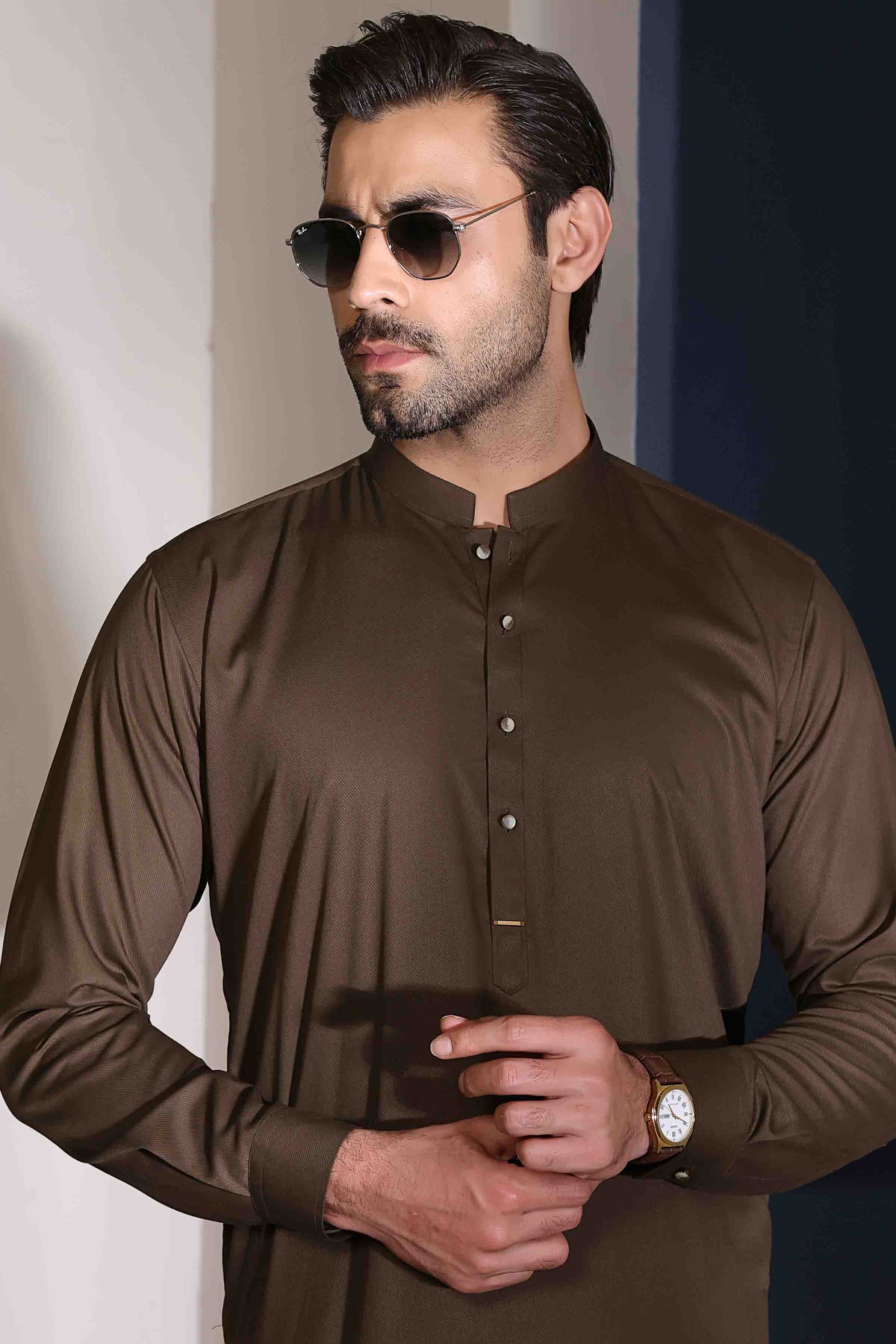 Premium Self Kurta Shalwar OLIVE 26007