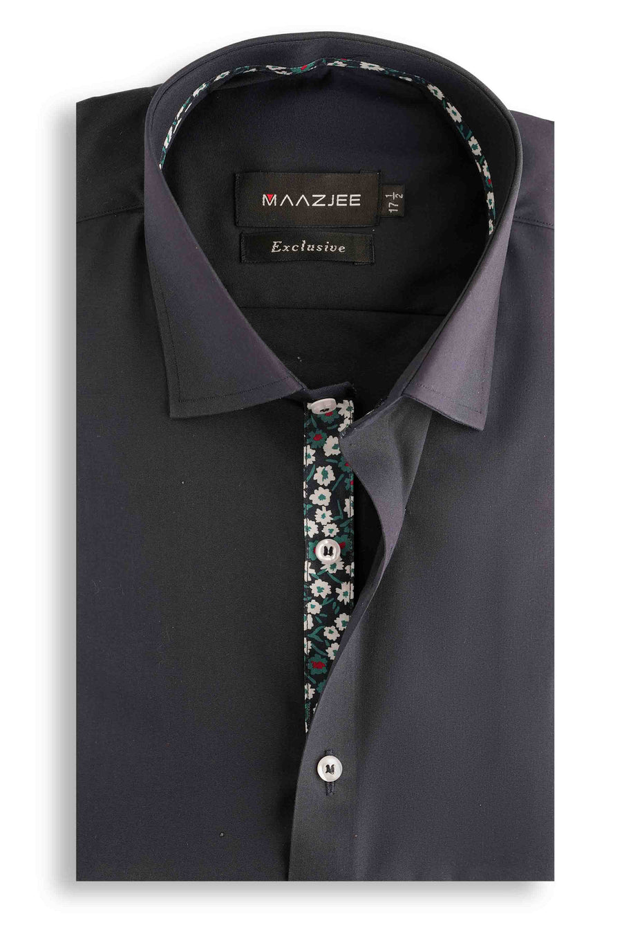 PLAIN SHIRT WITH FLORAL CONTRAST MSTF25-9 N. BLUE