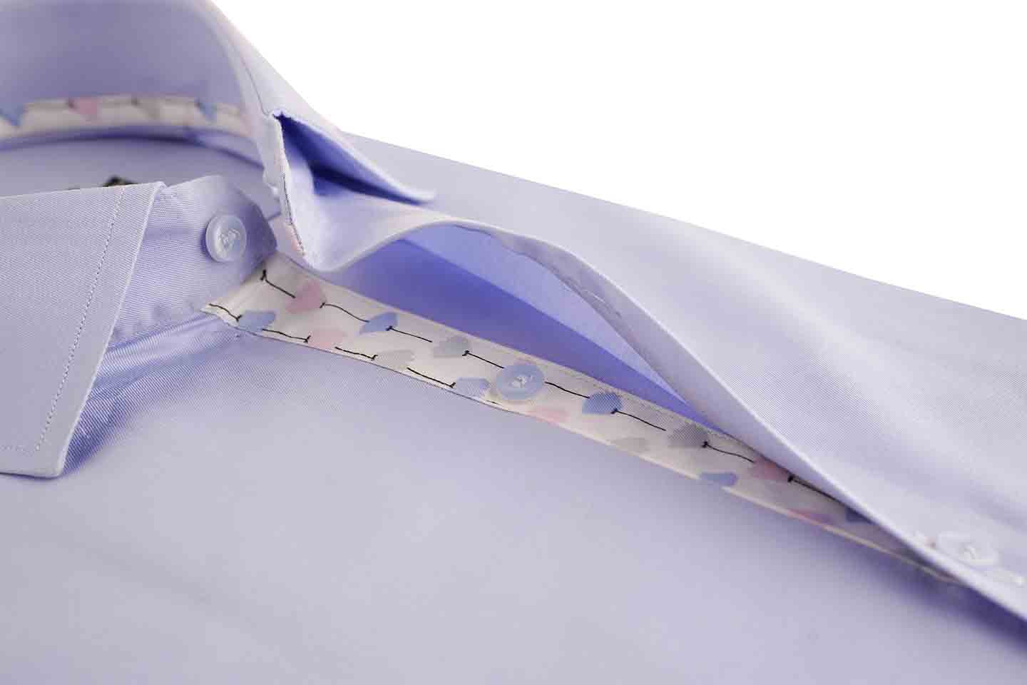 PLAIN SHIRT WITH FLORAL CONTRAST MSTF25-9 SKYBLUE