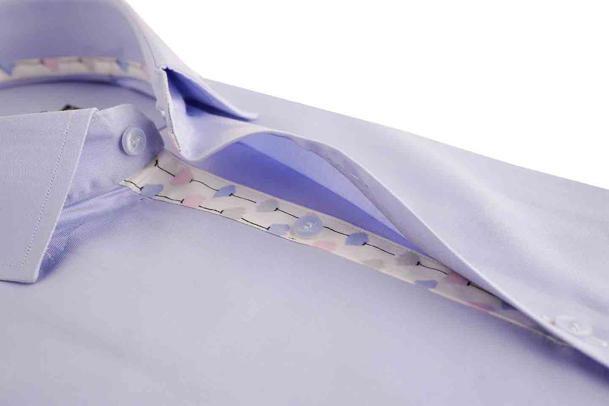 PLAIN SHIRT WITH FLORAL CONTRAST MSTF25-9 SKYBLUE