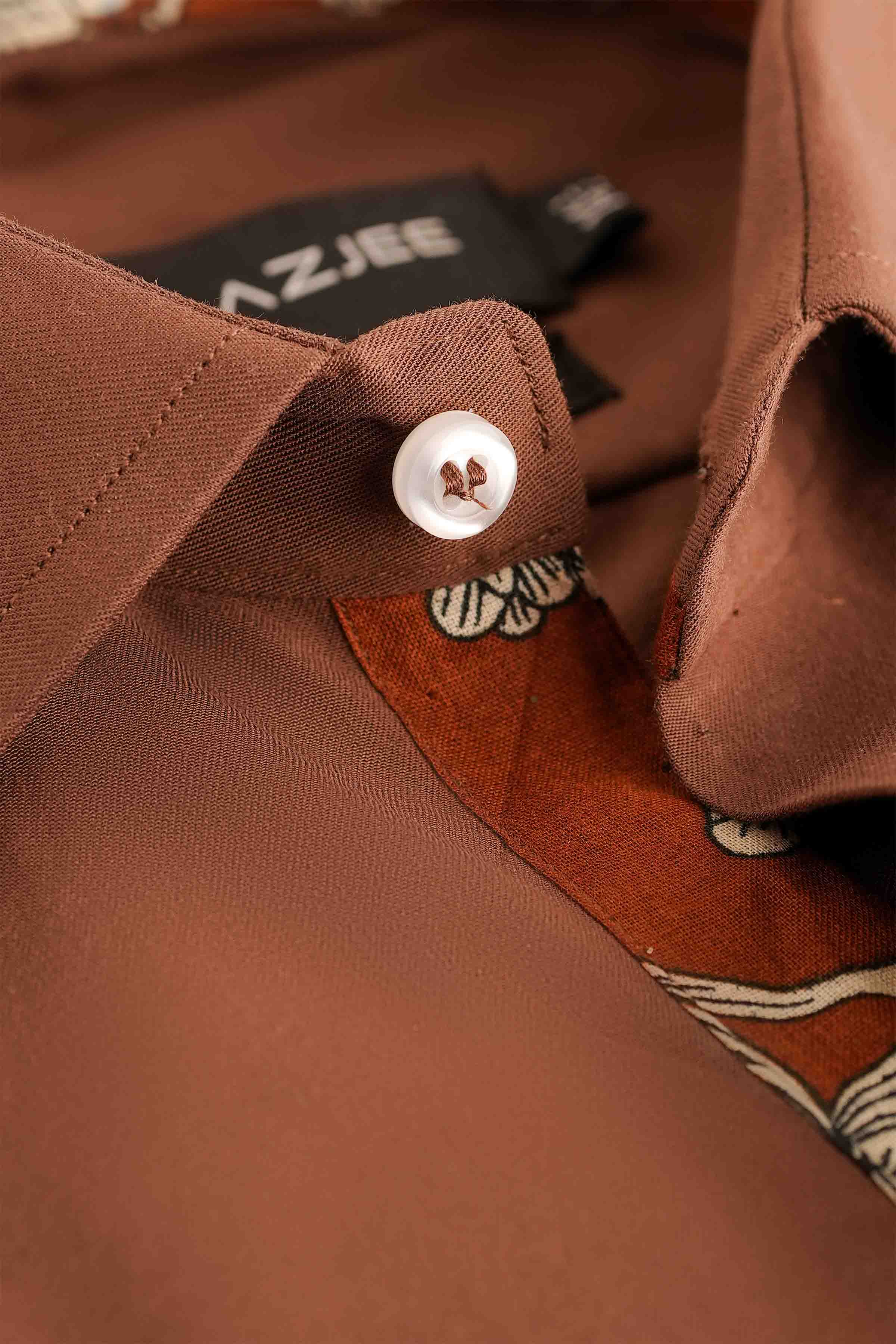 PLAIN SHIRT WITH FLORAL CONTRAST MSTF25-9 BROWN