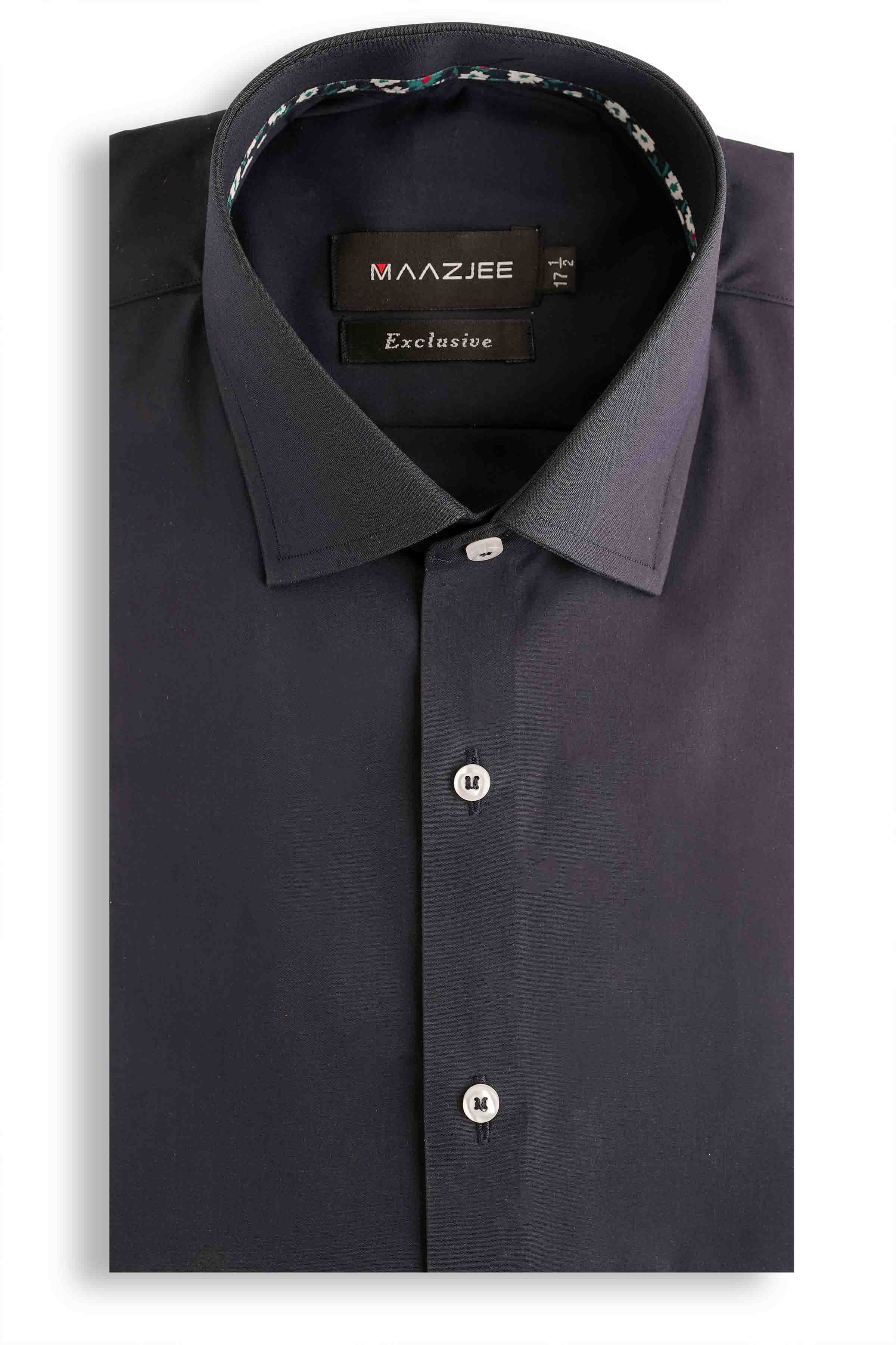 PLAIN SHIRT WITH FLORAL CONTRAST MSTF25-9 N.BLUE