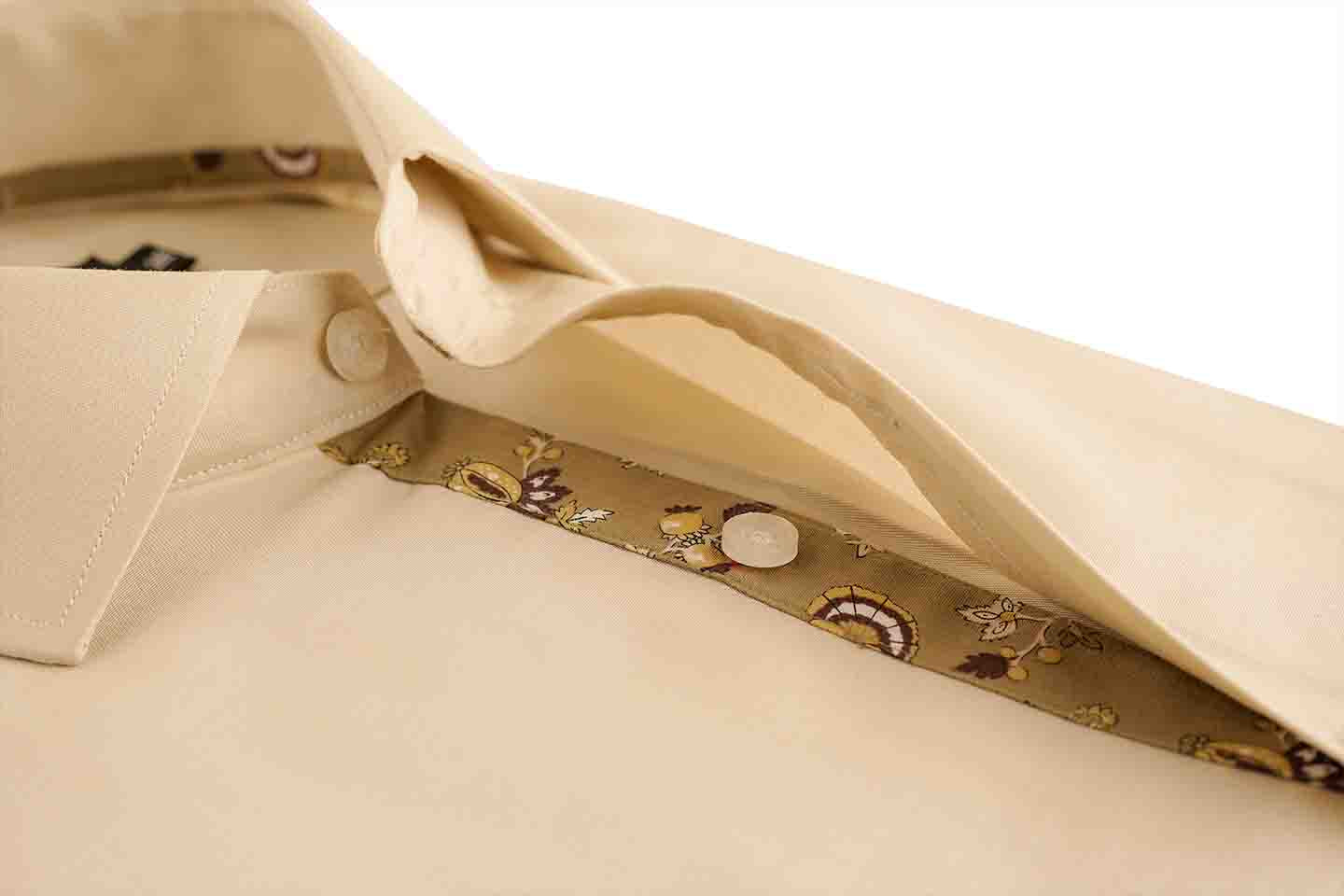 PLAIN SHIRT WITH FLORAL CONTRAST MSTF25-9 FAWN