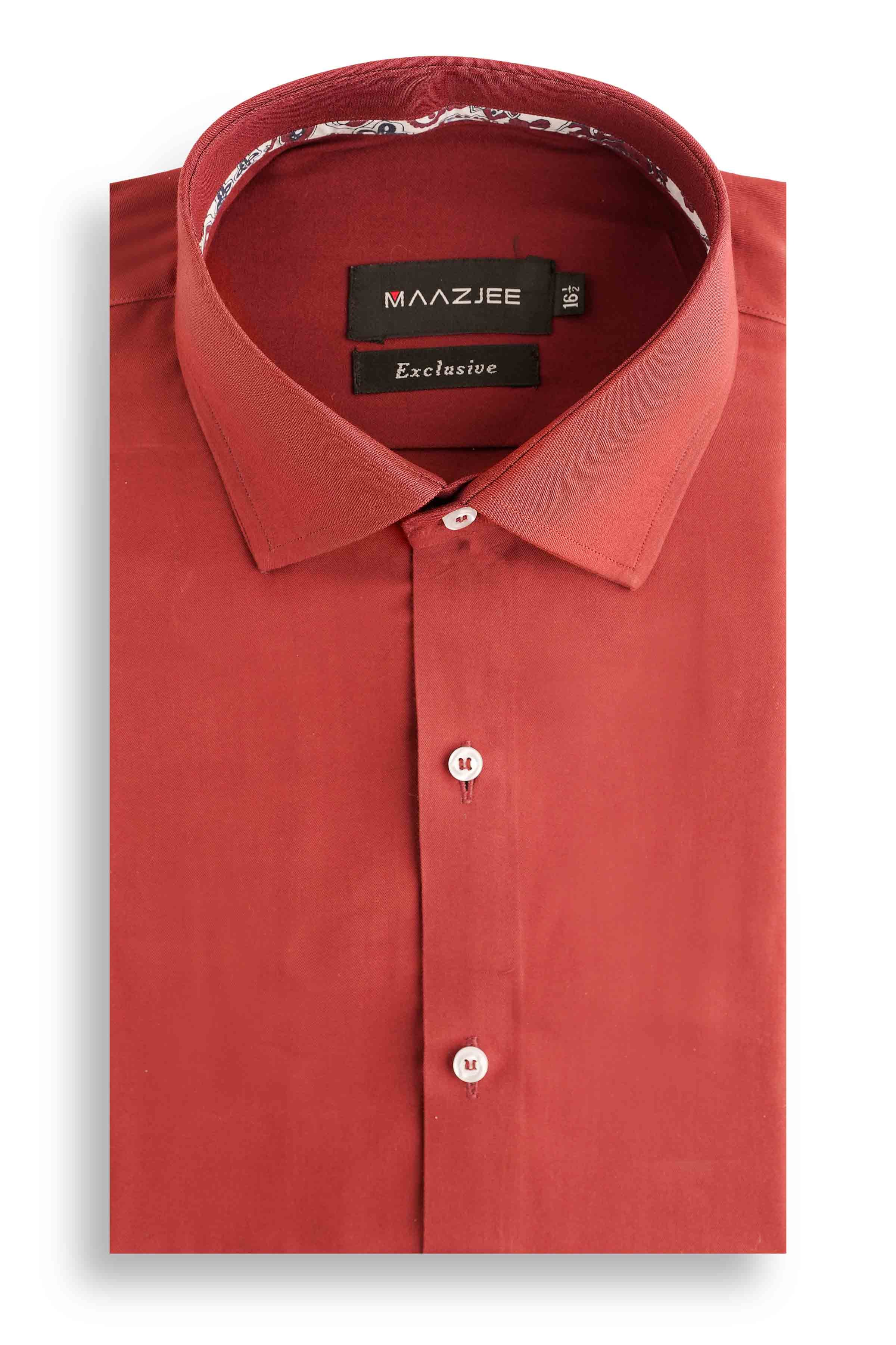 PLAIN SHIRT WITH FLORAL CONTRAST MSTF25-9 MAROON