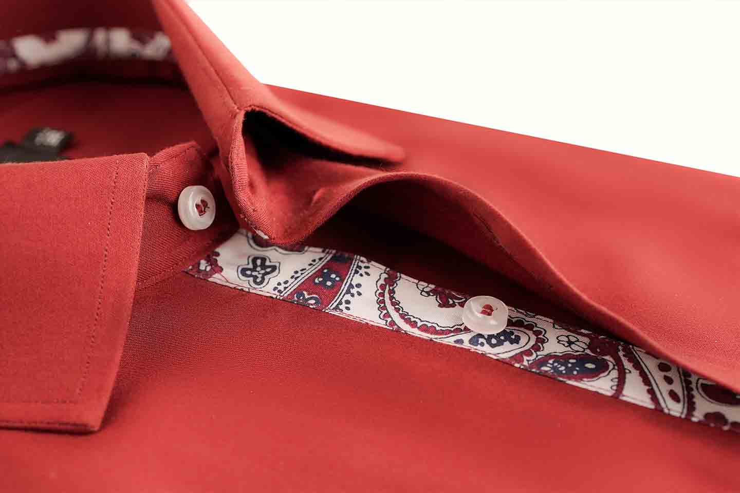 PLAIN SHIRT WITH FLORAL CONTRAST MSTF25-9 MAROON