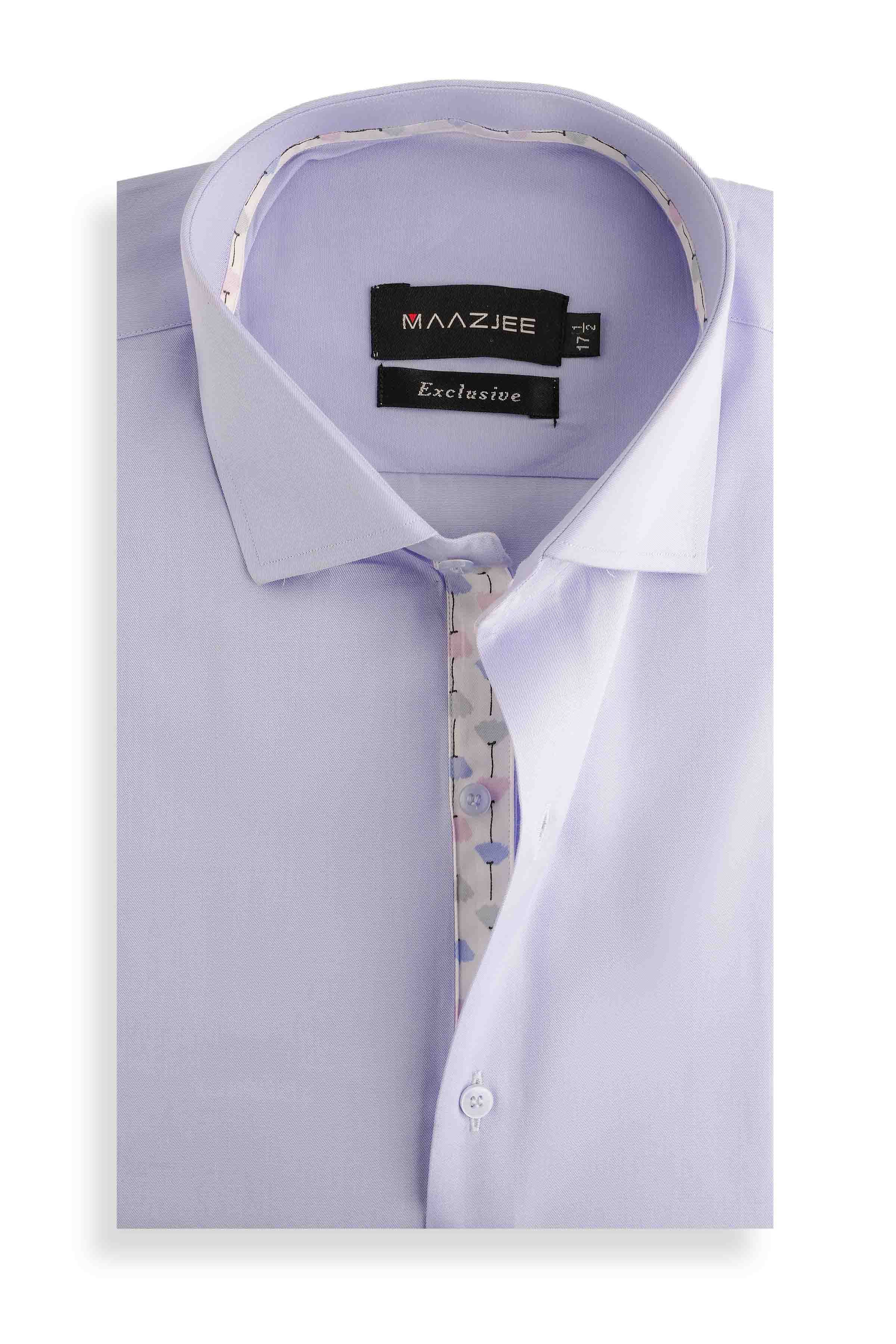 PLAIN SHIRT WITH FLORAL CONTRAST MSTF25-9 SKYBLUE