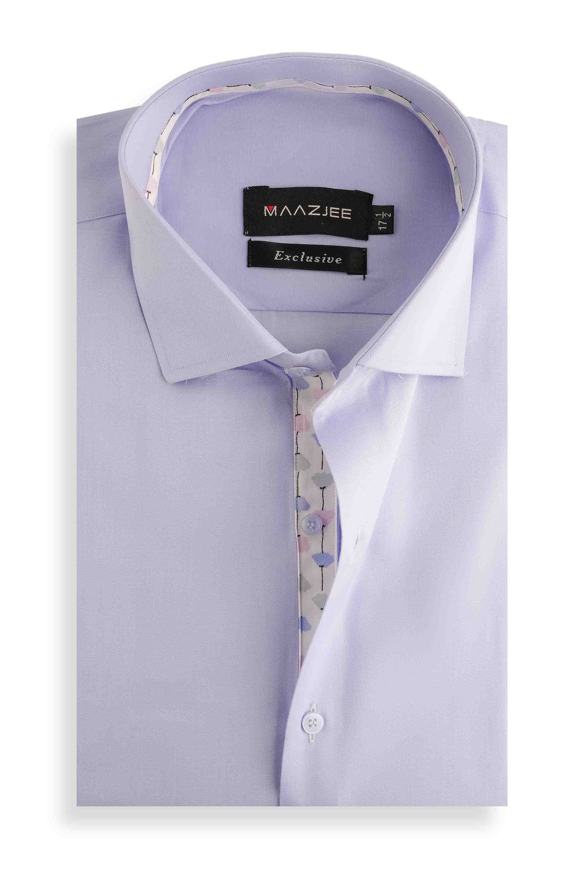 PLAIN SHIRT WITH FLORAL CONTRAST MSTF25-9 SKYBLUE