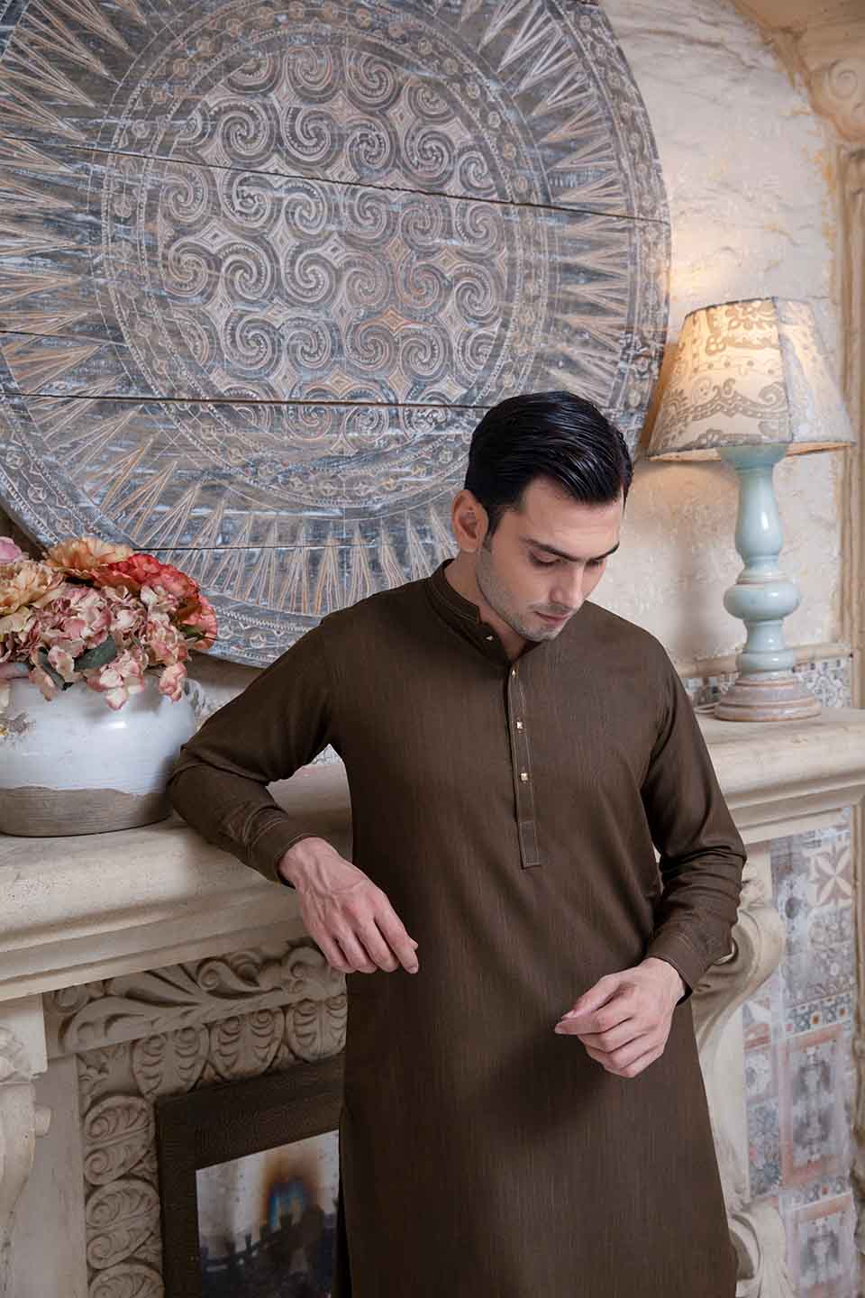 FANCY KURTA SHALWAR BROWN 23836