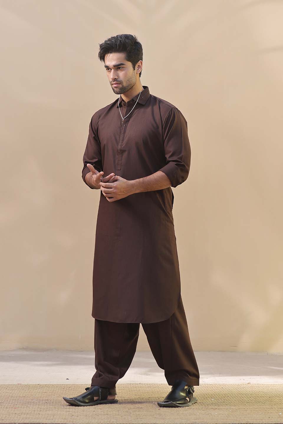 FANCY KURTA SHALWAR BROWN 23838