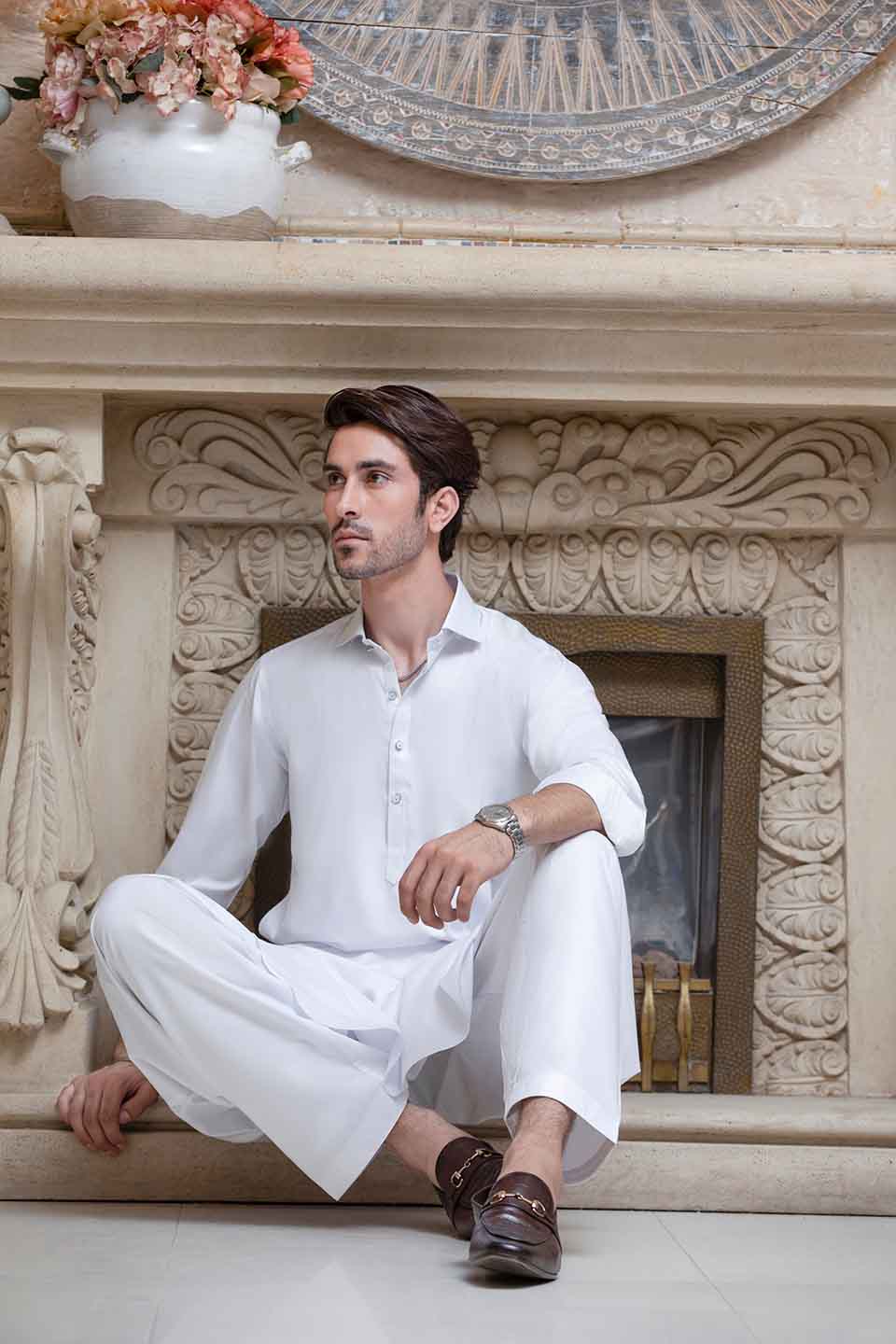 FANCY KURTA SHALWAR PEARL WHITE 23843