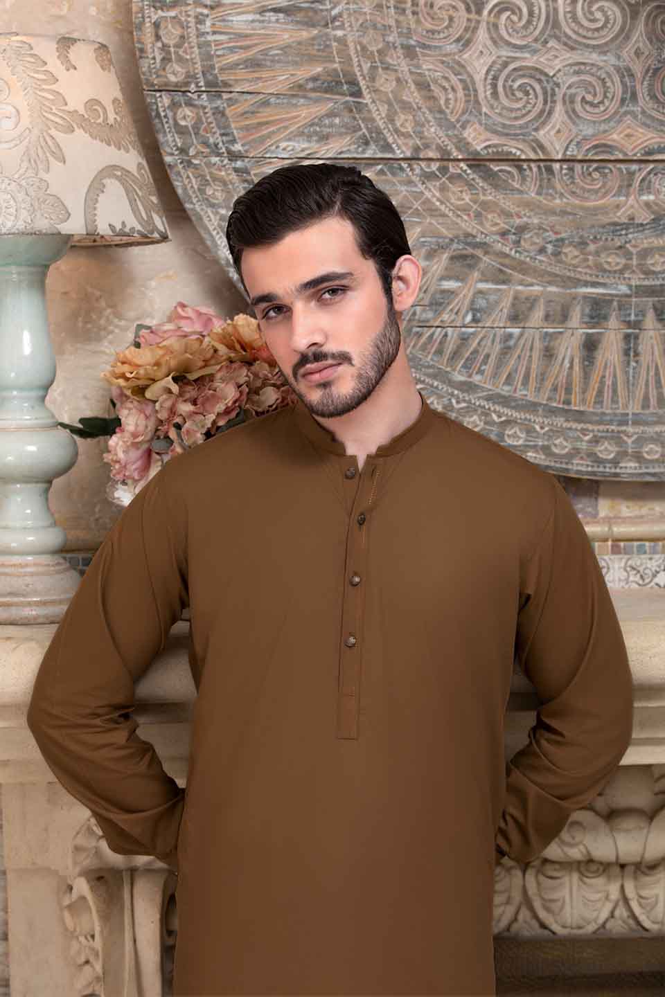 FANCY KURTA PYJAMA CAMEL 23845