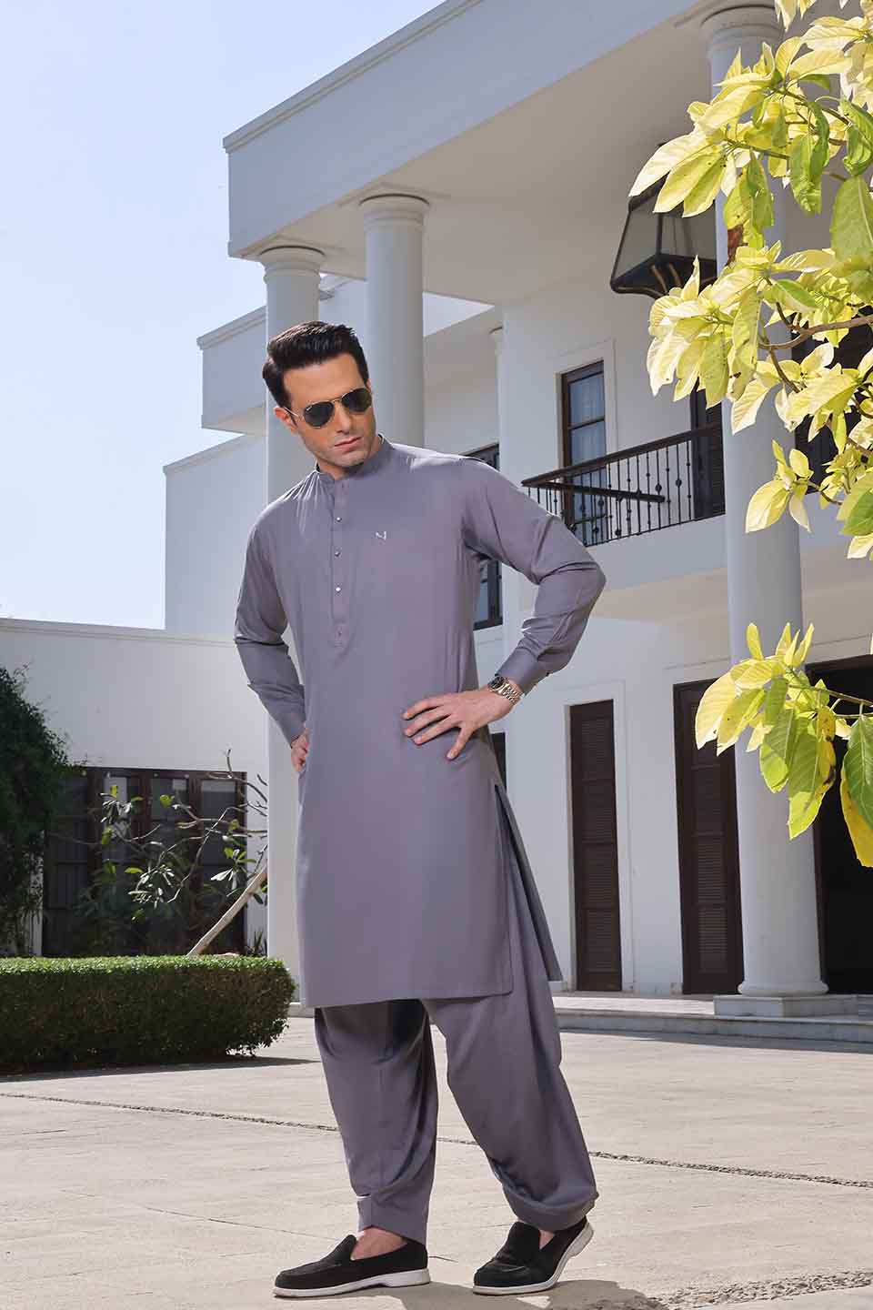 PREMIUM DRAPE FABRIC KURTA SHALWAR 24817 S.GREY