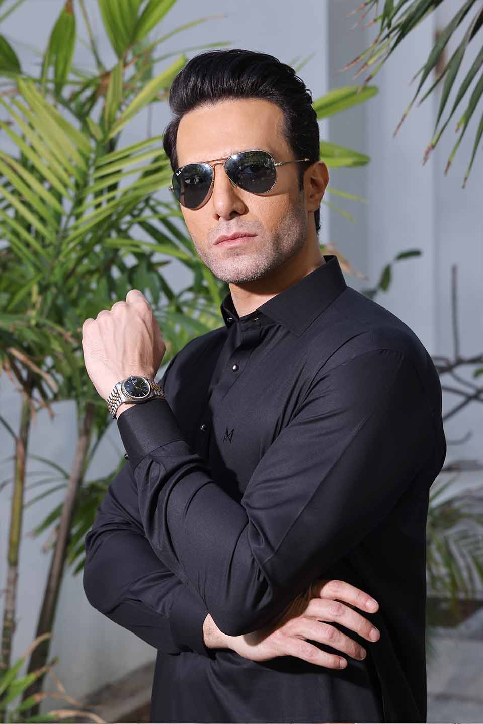 MICRO TWIL FABRIC KURTA SHALWAR 25013 BLACK