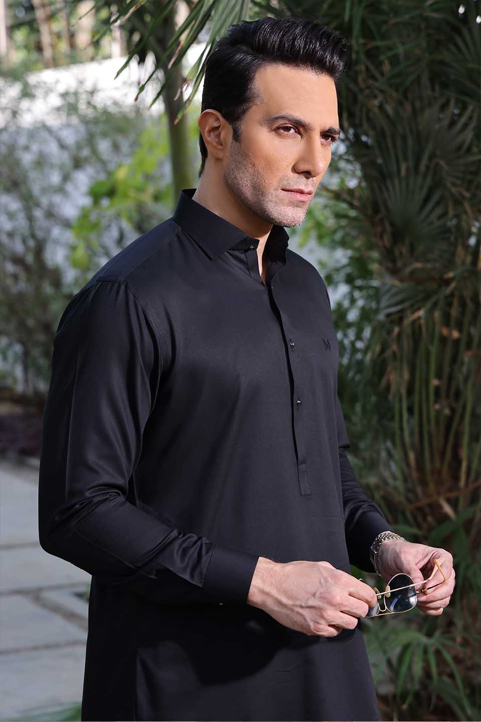 MICRO TWIL FABRIC KURTA SHALWAR 25013 BLACK