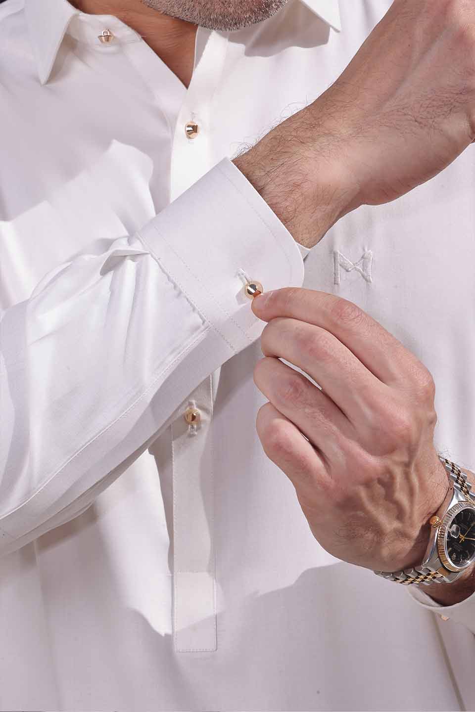FOX TWILL FABRIC KURTA SHALWAR 25009 PEARL WHITE