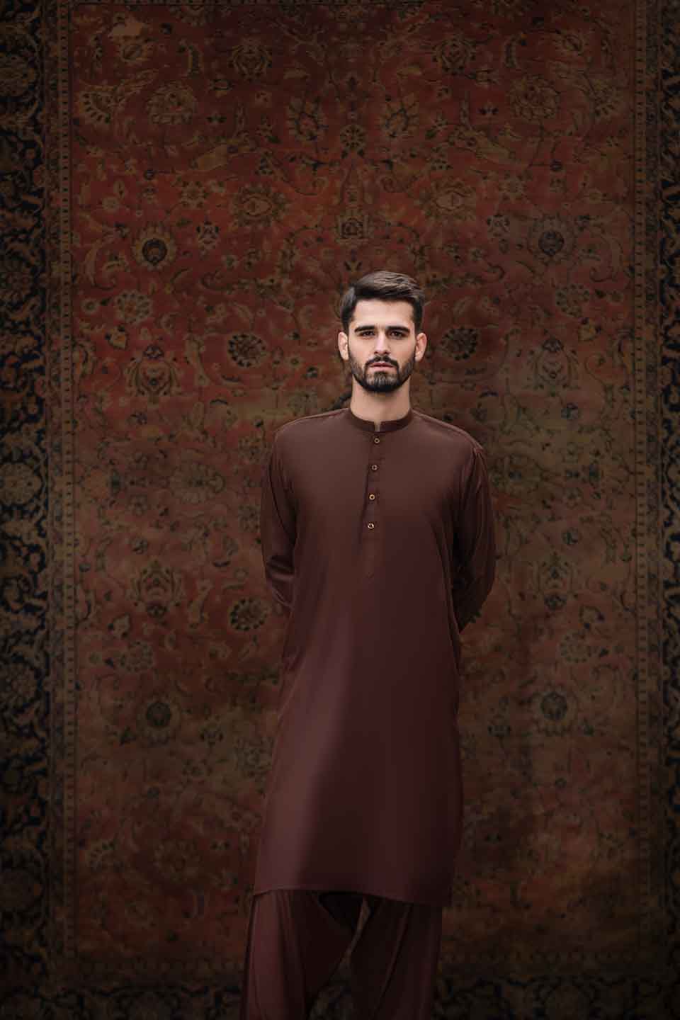 FANCY KURTA SHALWAR BROWN 24805