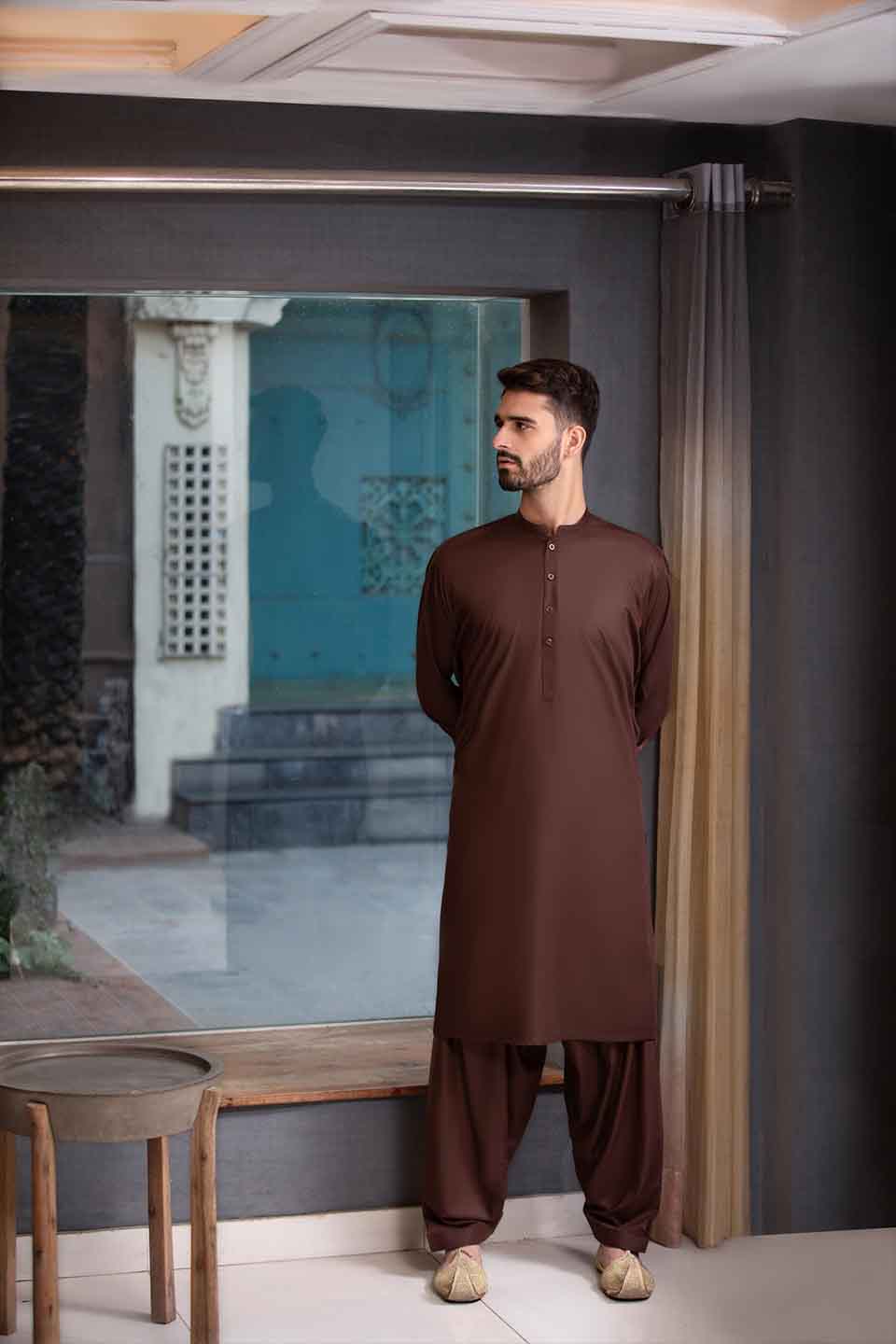 FANCY KURTA SHALWAR BROWN 24805