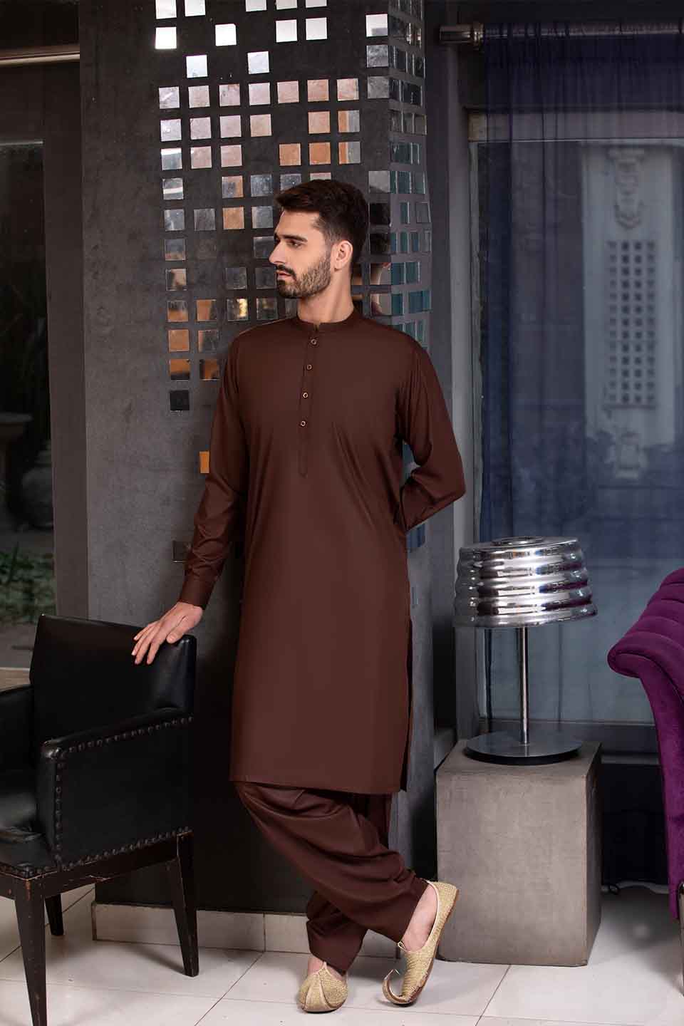 FANCY KURTA SHALWAR BROWN 24805