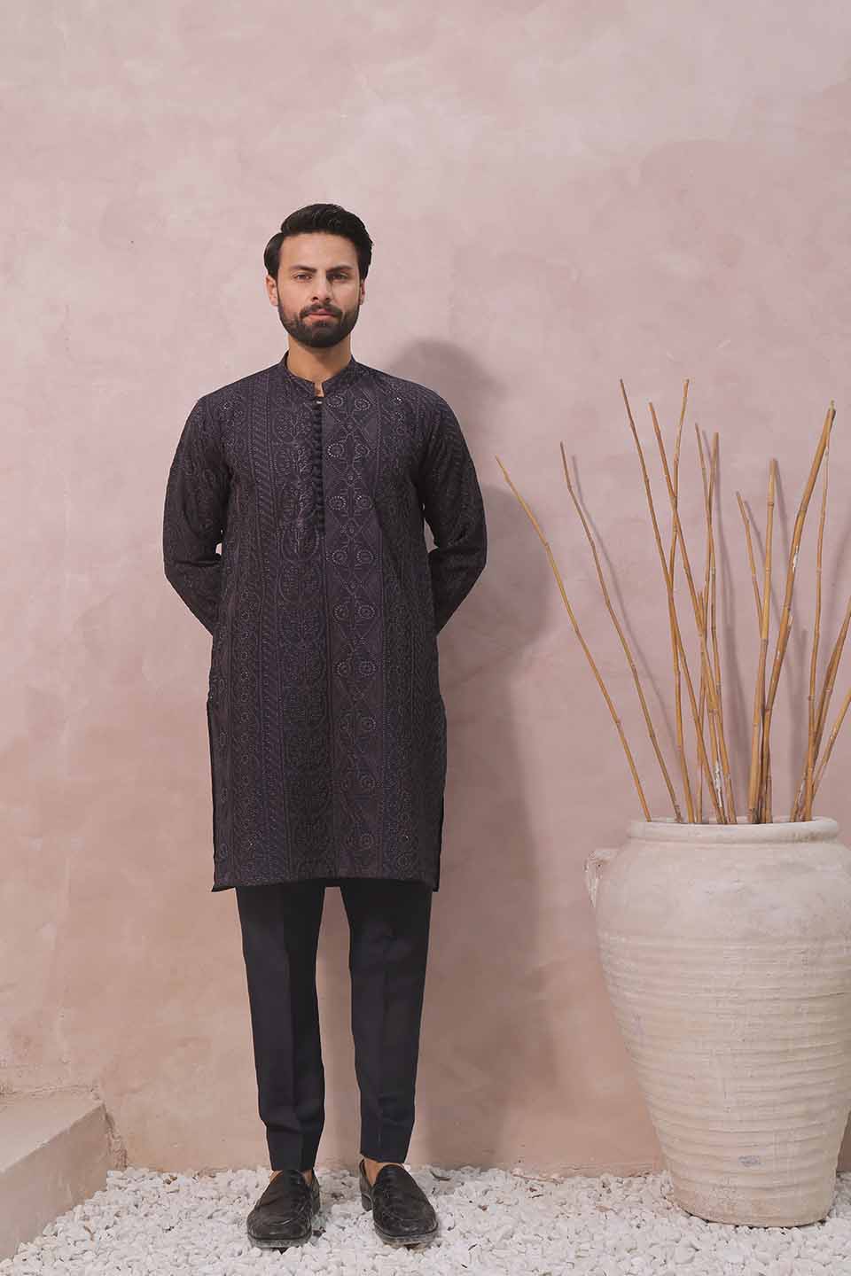 FANCY KURTA PYJAMA 23856 N.BLUE