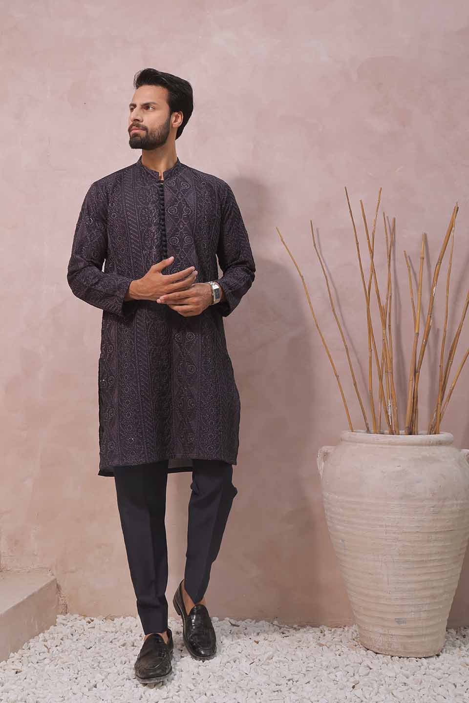 FANCY KURTA PYJAMA 23856 N.BLUE