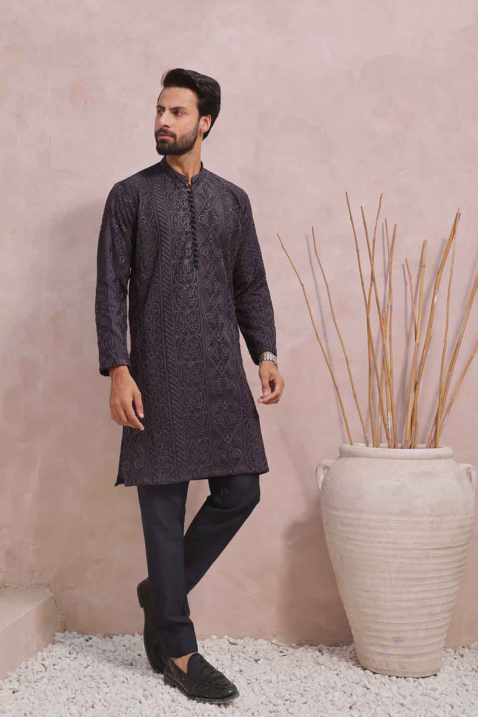 FANCY KURTA PYJAMA 23856 N.BLUE