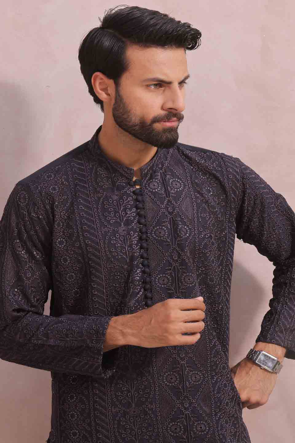 FANCY KURTA PYJAMA 23856 N.BLUE