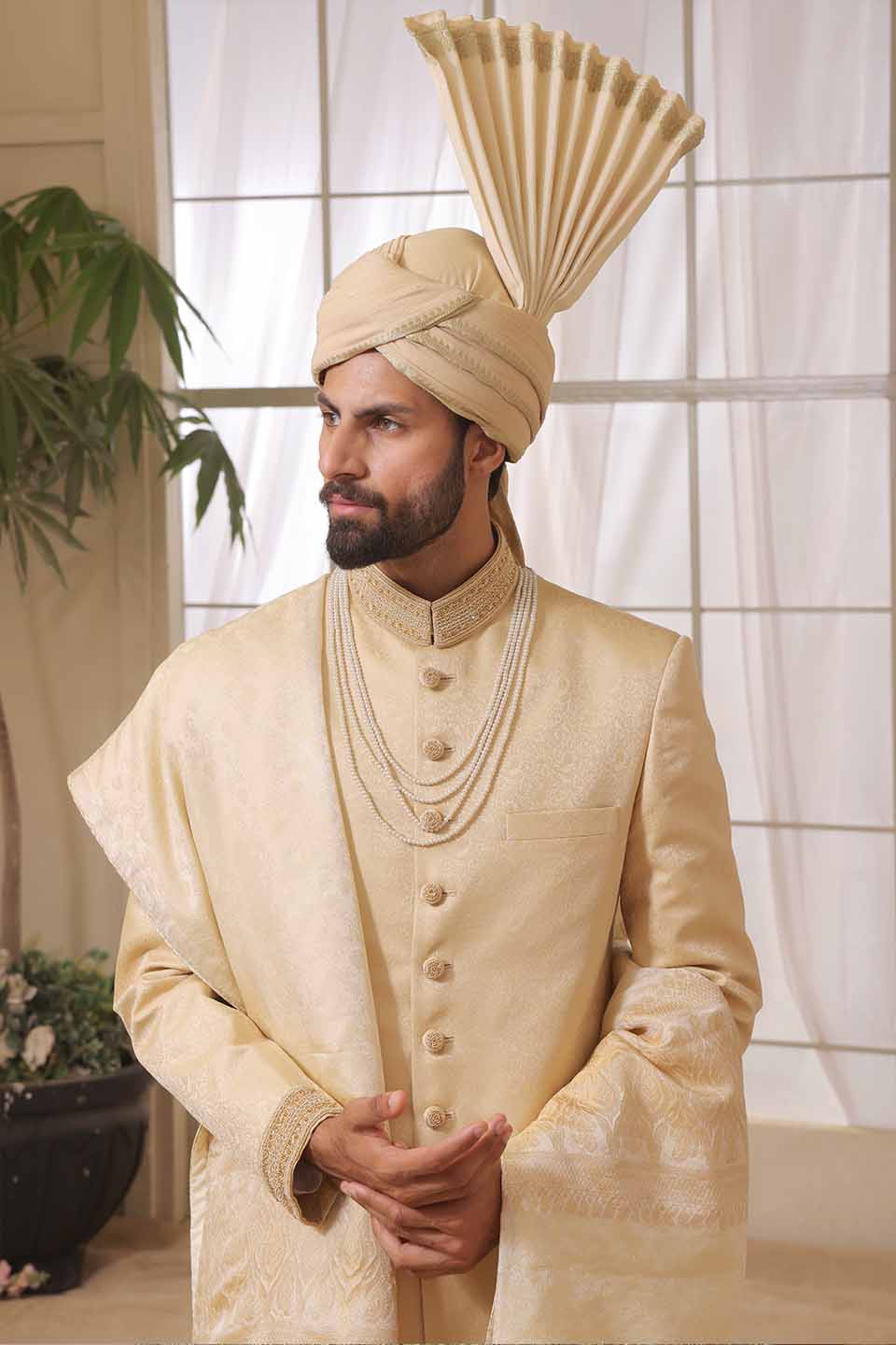 FAWN JAMAWAR WITH SAME FAWN CRYSTALS MORI AND KORA HANDWORK AMJ-23