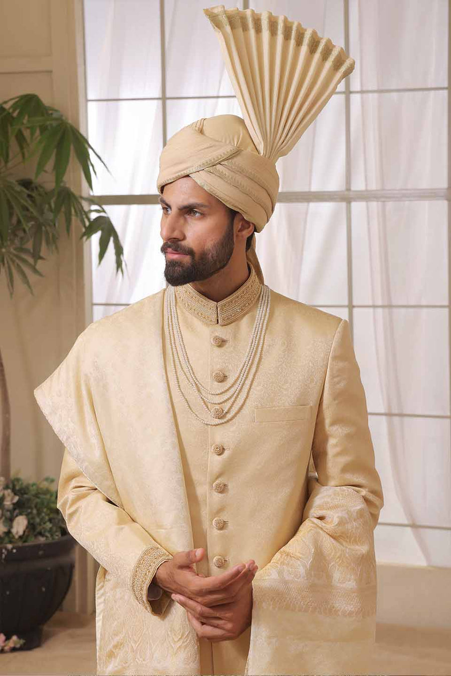 FAWN JAMAWAR WITH SAME FAWN CRYSTALS MORI AND KORA HANDWORK AMJ-23