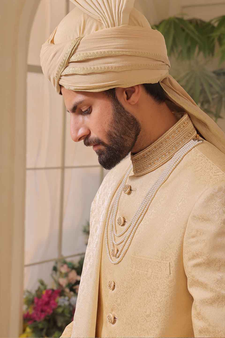 FAWN JAMAWAR WITH SAME FAWN CRYSTALS MORI AND KORA HANDWORK AMJ-23
