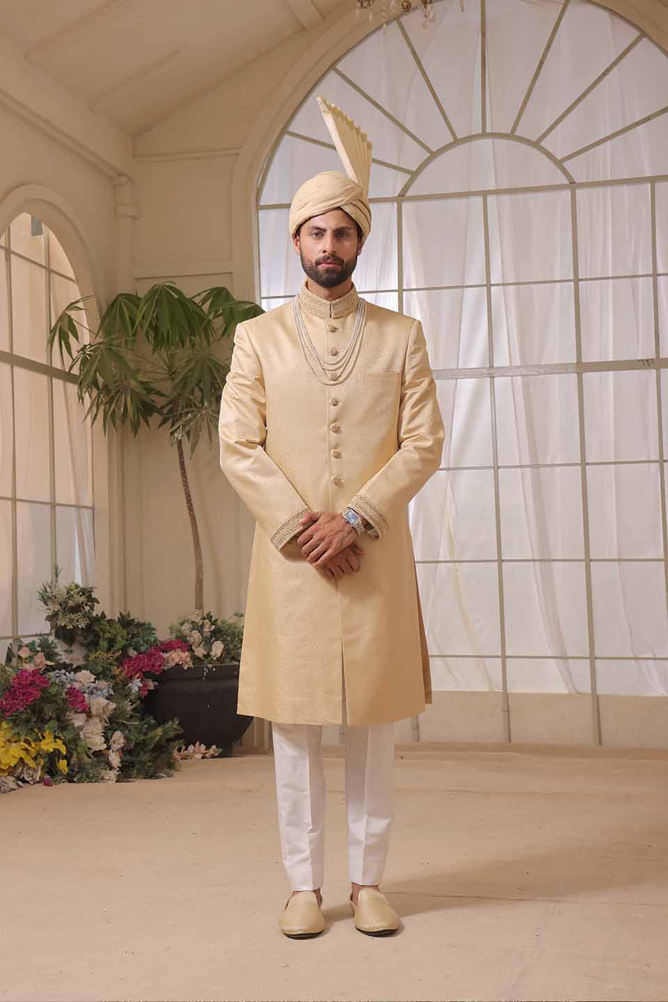 FAWN JAMAWAR WITH SAME FAWN CRYSTALS MORI AND KORA HANDWORK AMJ-23
