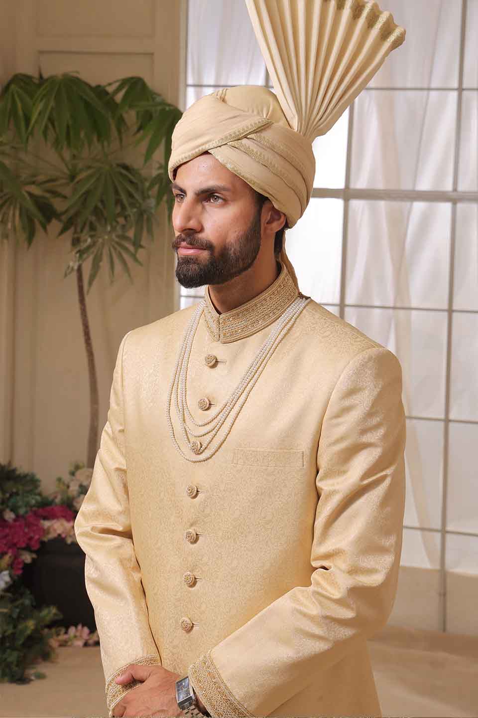 FAWN JAMAWAR WITH SAME FAWN CRYSTALS MORI AND KORA HANDWORK AMJ-23