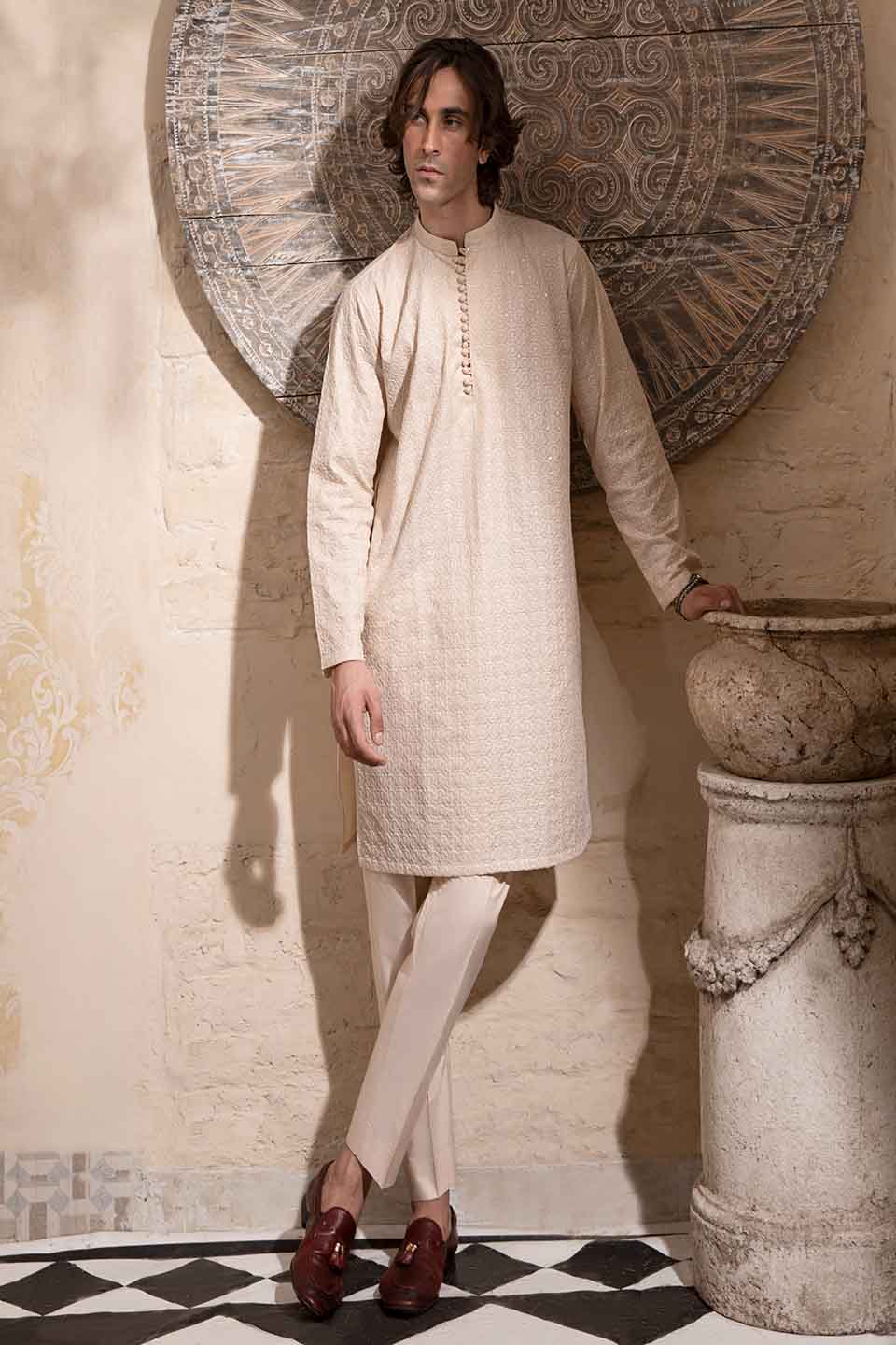 FANCY KURTA PYJAMA  CHAMPAGNE 24845
