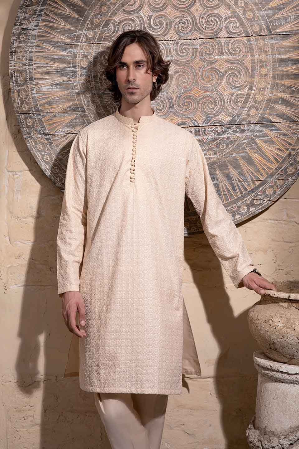 FANCY KURTA PYJAMA  CHAMPAGNE 24845